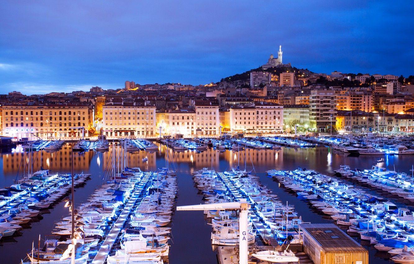 1332x850 Wallpaper lights, France, home, yachts, boats, the evening, lights