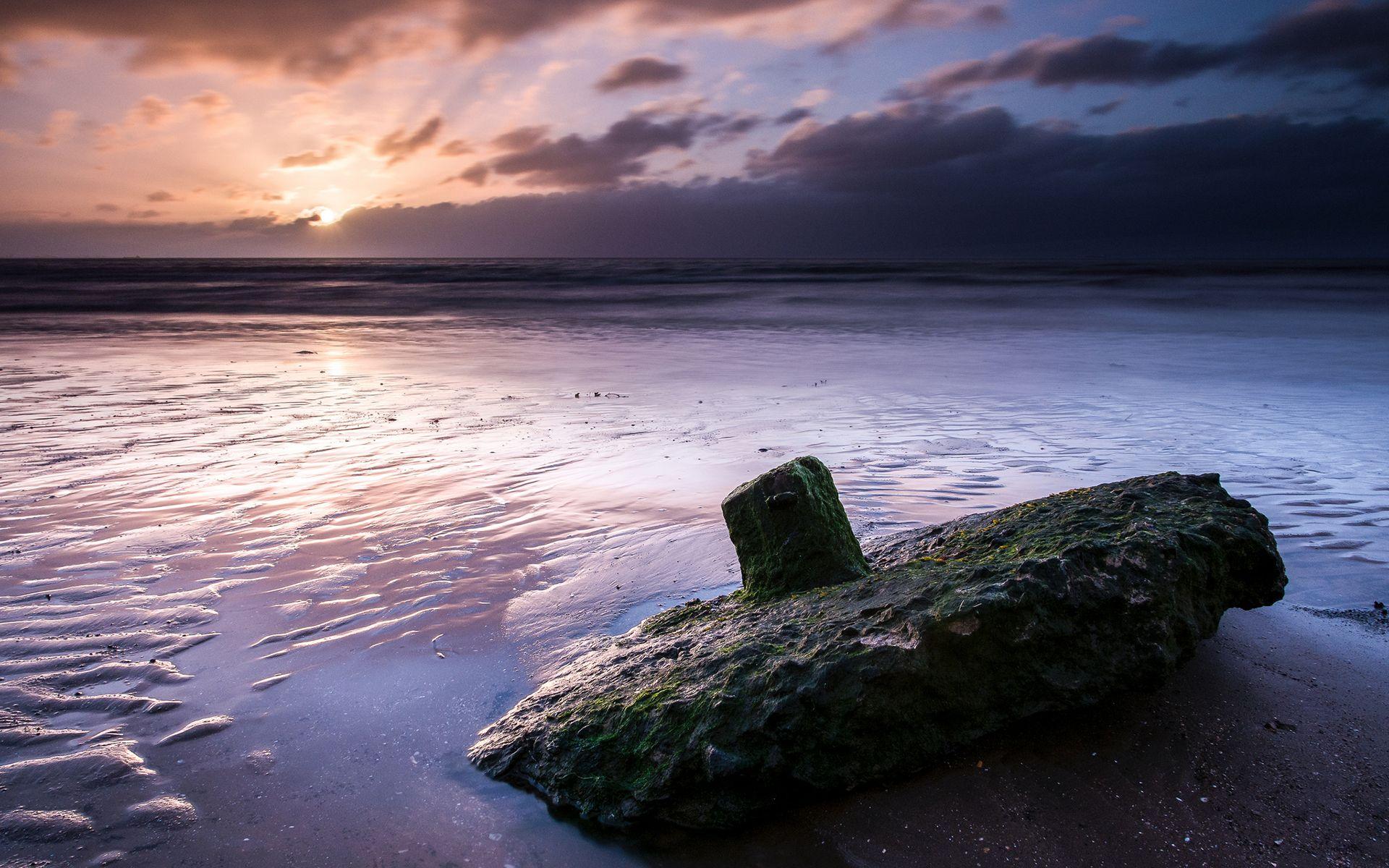 1920x1200 Ocean Beach Sunset Rock Stone wallpaperx1200