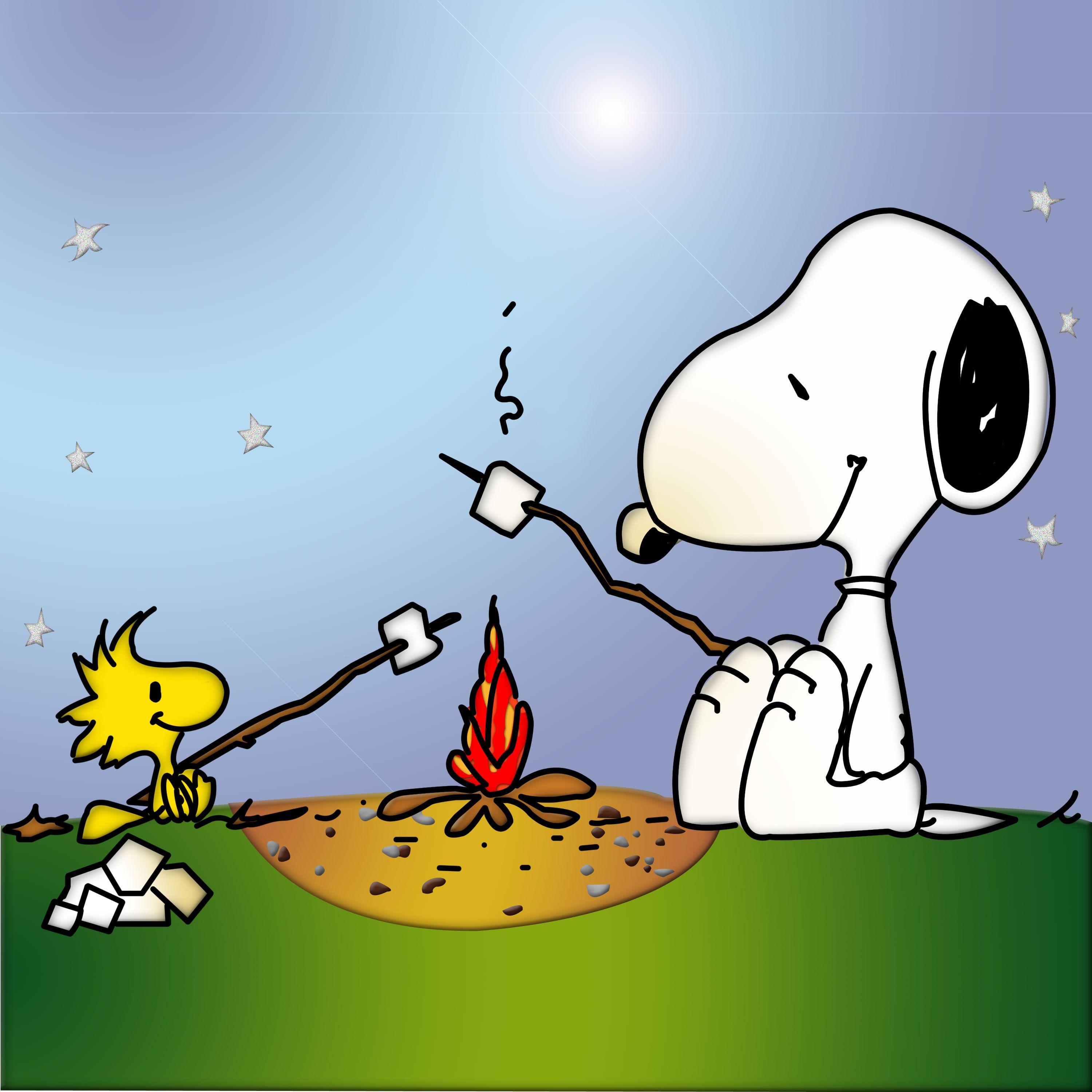 3000x3000 Snoopy Woodstock Cartoon Wallpaper for MacBook