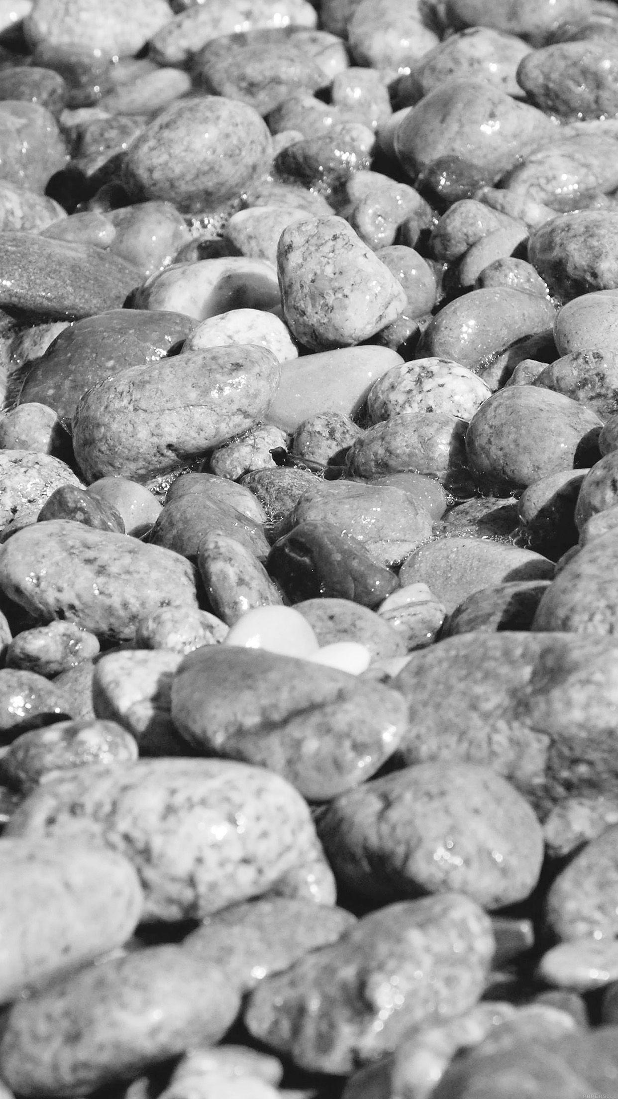 1242x2208 Stone Rocks Beach Nature Pattern White Bw Wallpaper