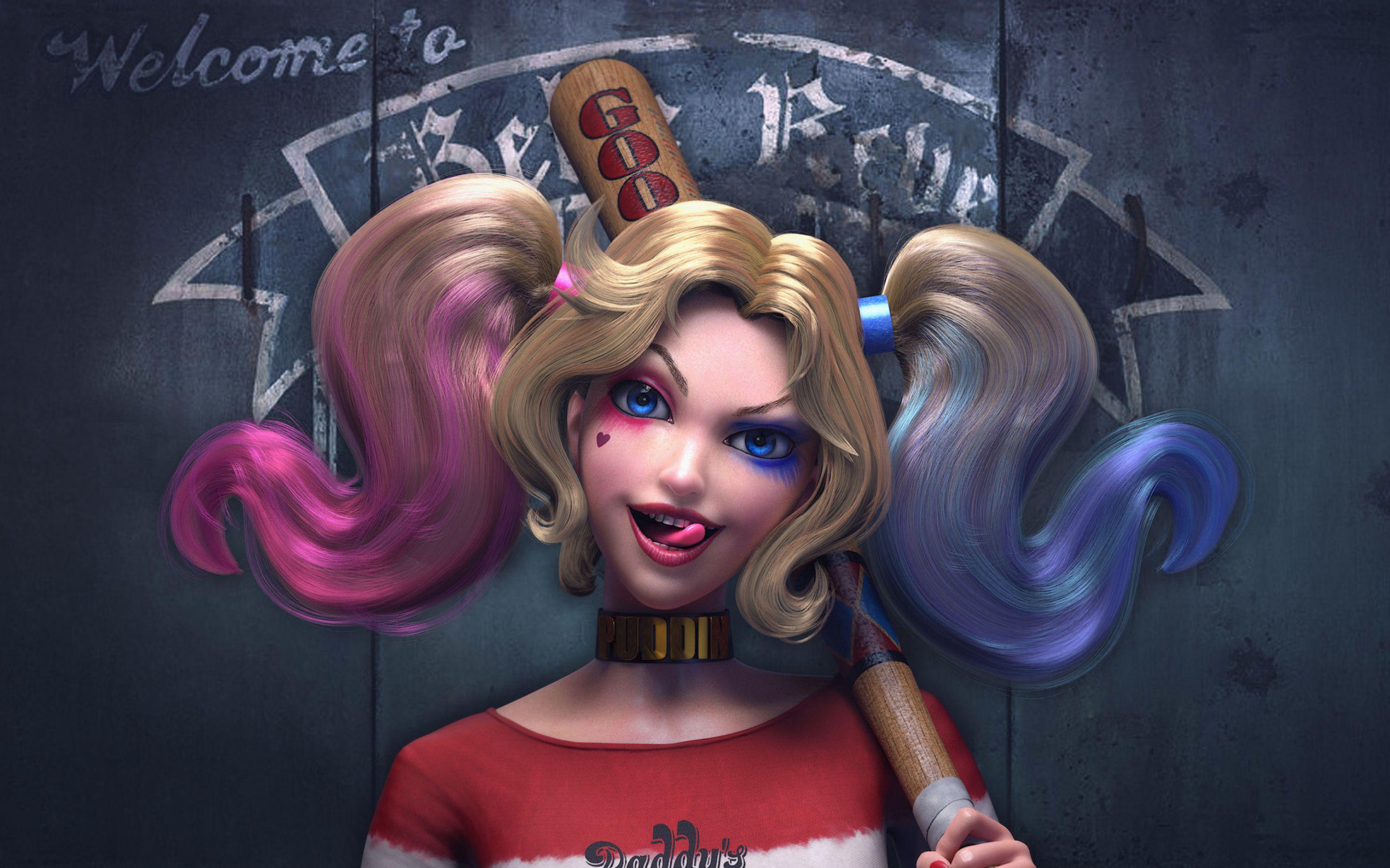 2880x1800 Cute Harley Quinn with Baseball Bat Macbook Pro Retina