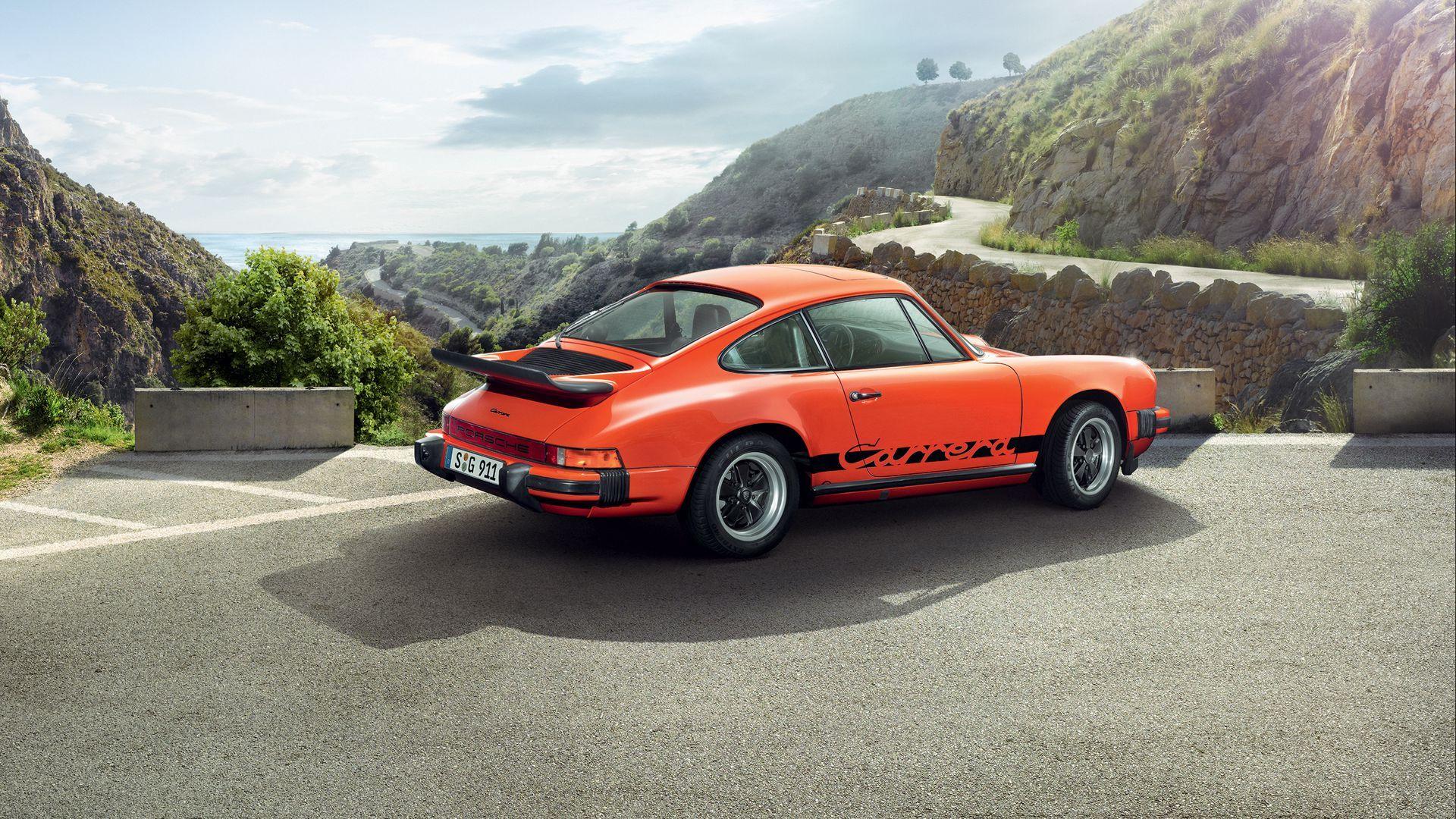 1920x1080 Download wallpaper 1920x1080 porsche side view, mountains