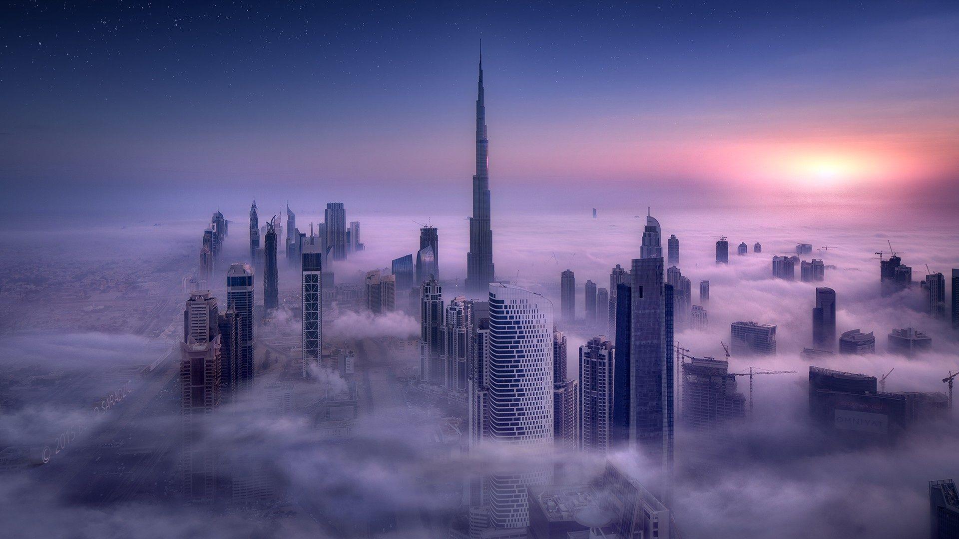 1920x1080 Dubai Buildings Clouds Evening Wallpaper