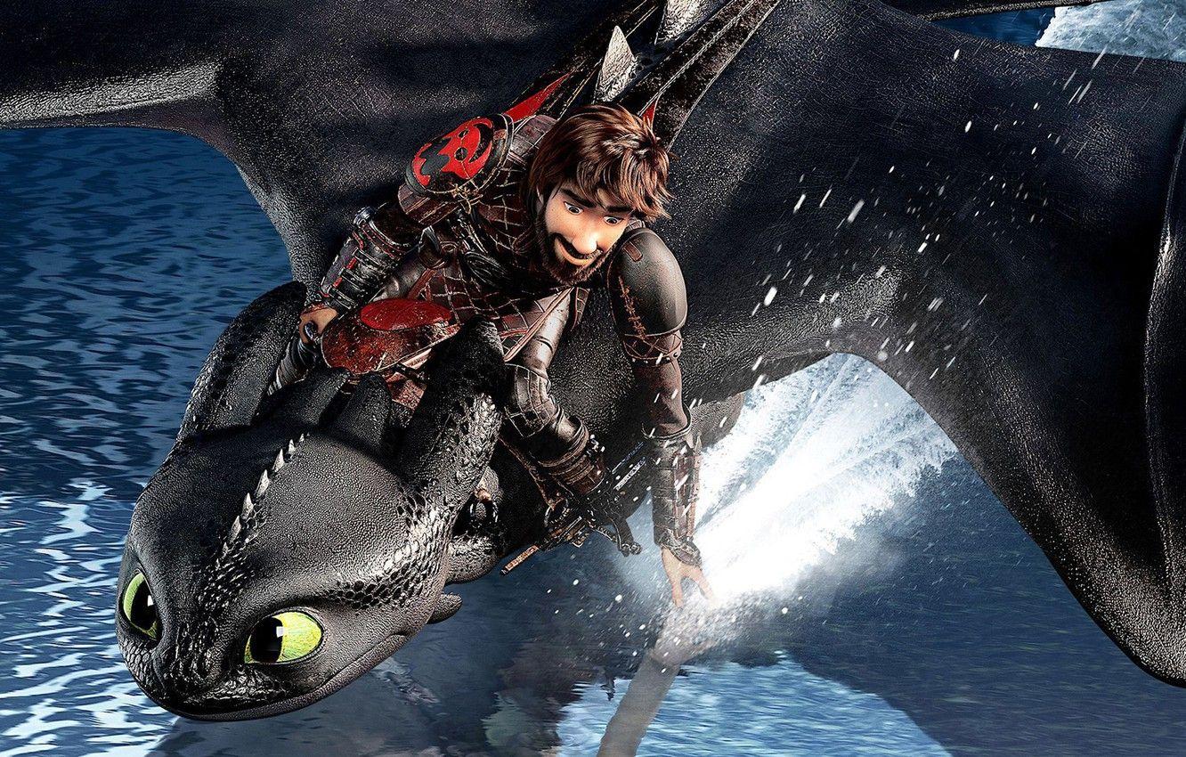 1332x850 Wallpaper water, squirt, black, dragon, cartoon, Hiccup, Toothless