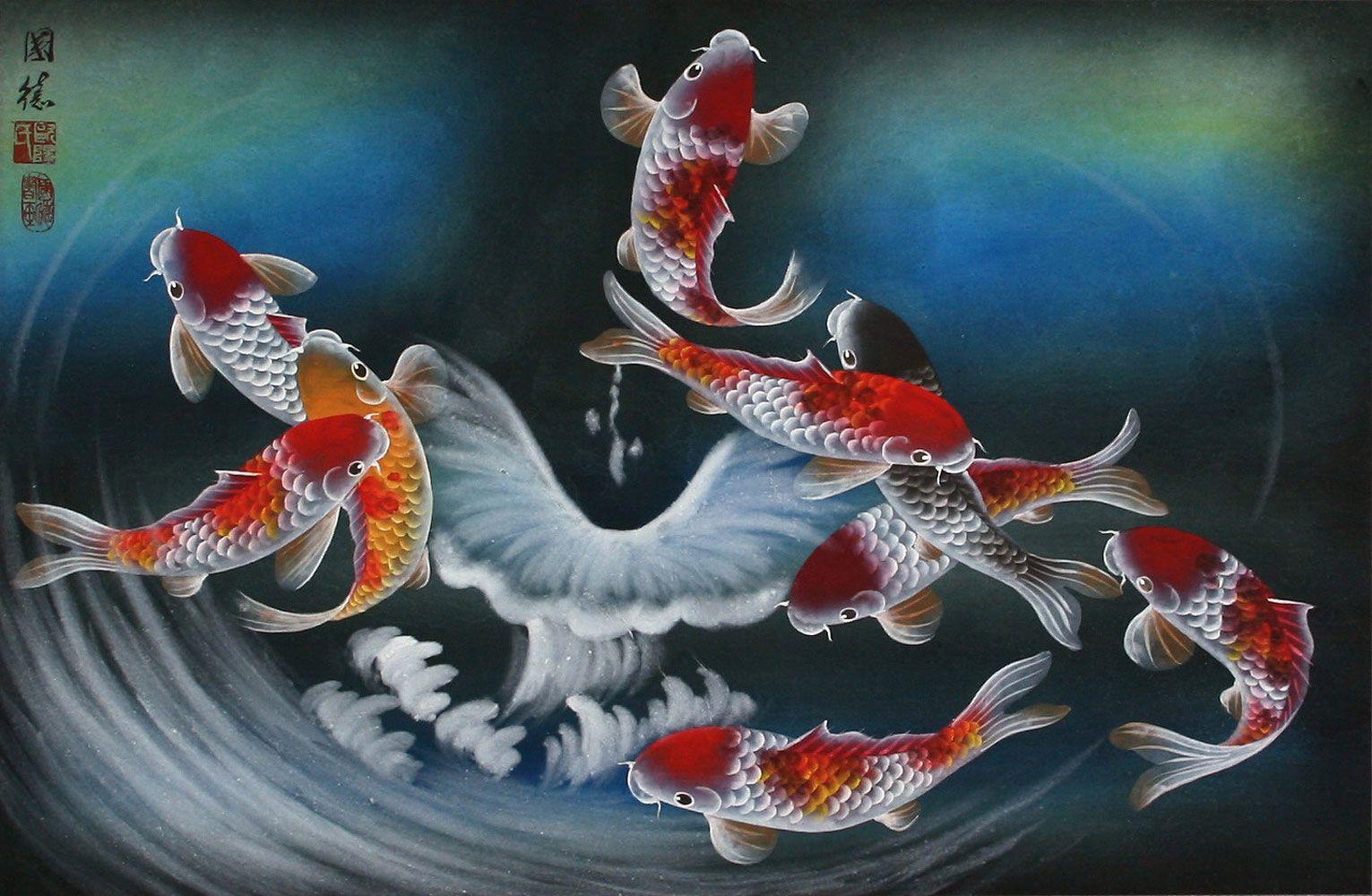 Wallpaper Koi Fish Fish Drawing Hd DigitalArtwork  Wallpaperforu