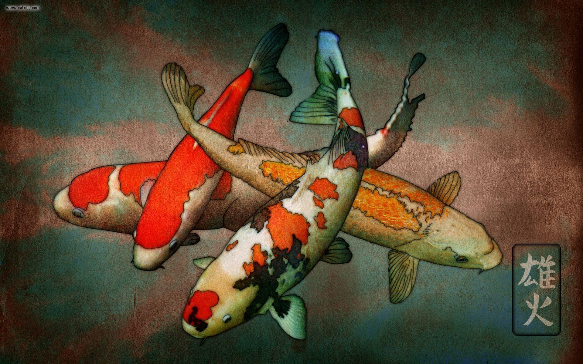 1920x1200 Traditional Japanese Art Koi Wallpaper