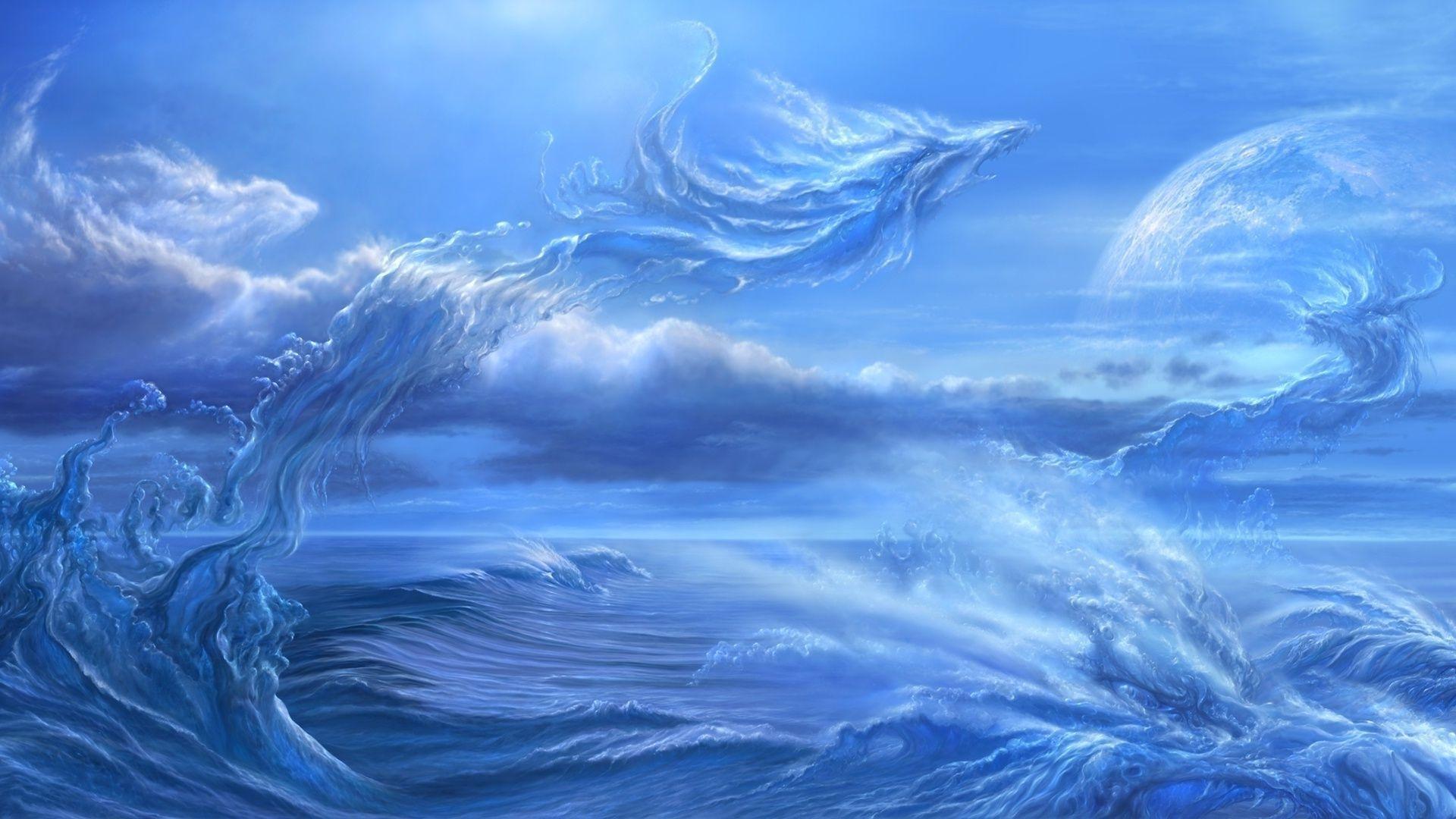 1920x1080 Water Fantasy wallpaper. Water dragon, Ocean picture, Sea art