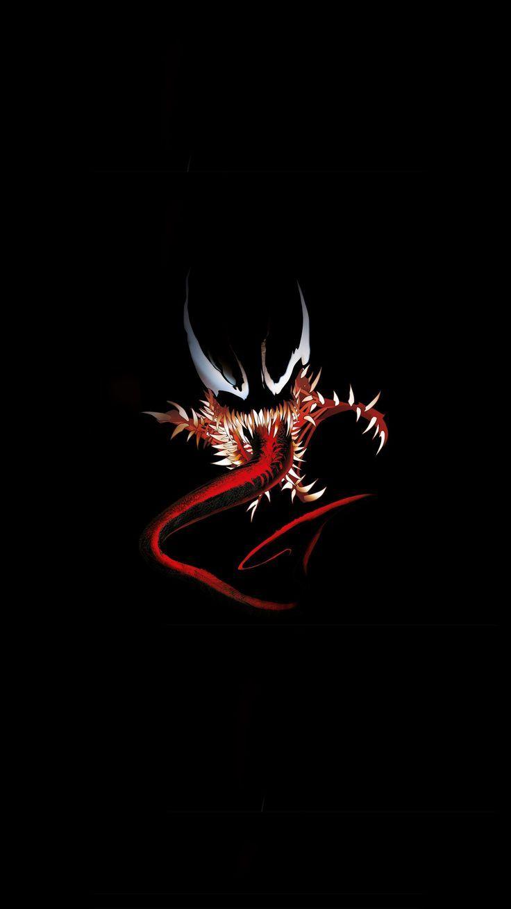 736x1308 great wallpaper Minimal, red tongue, villain, dark, venom, art