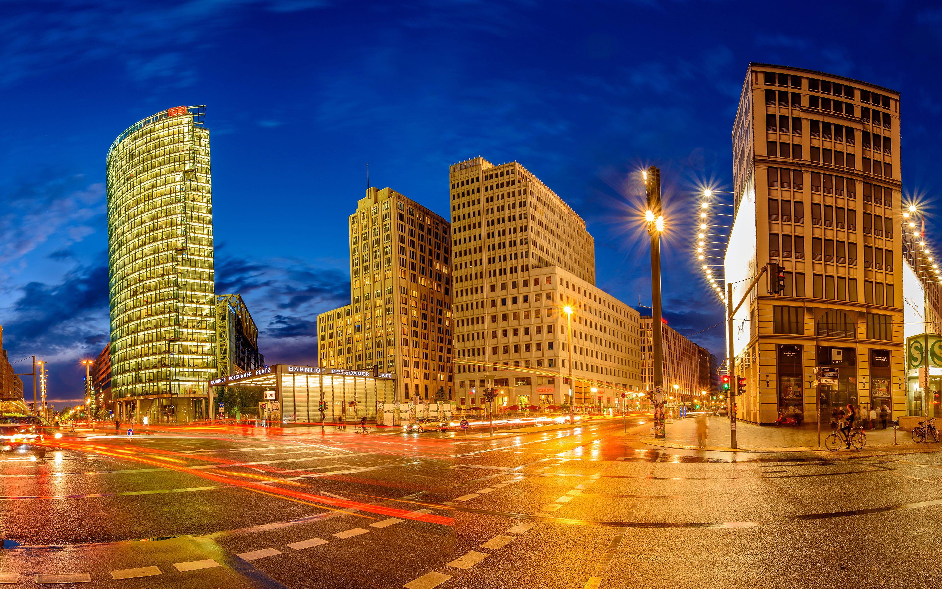 3840x2400 Desktop Wallpaper Berlin Germany Street night time Street 3840x2400