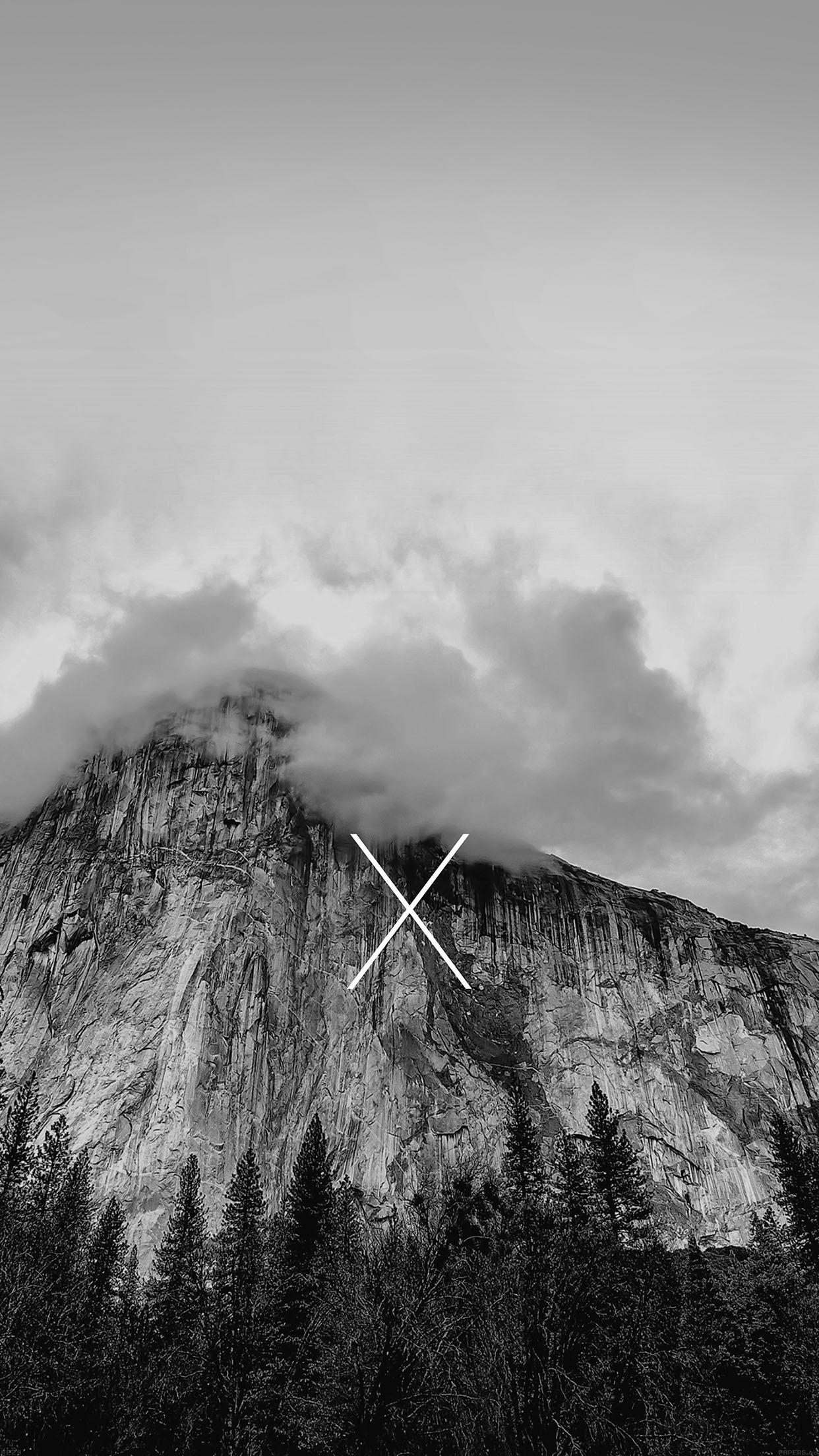 1242x2208 Os X Yosemite Mac Apple Black White Mountain Android wallpaper