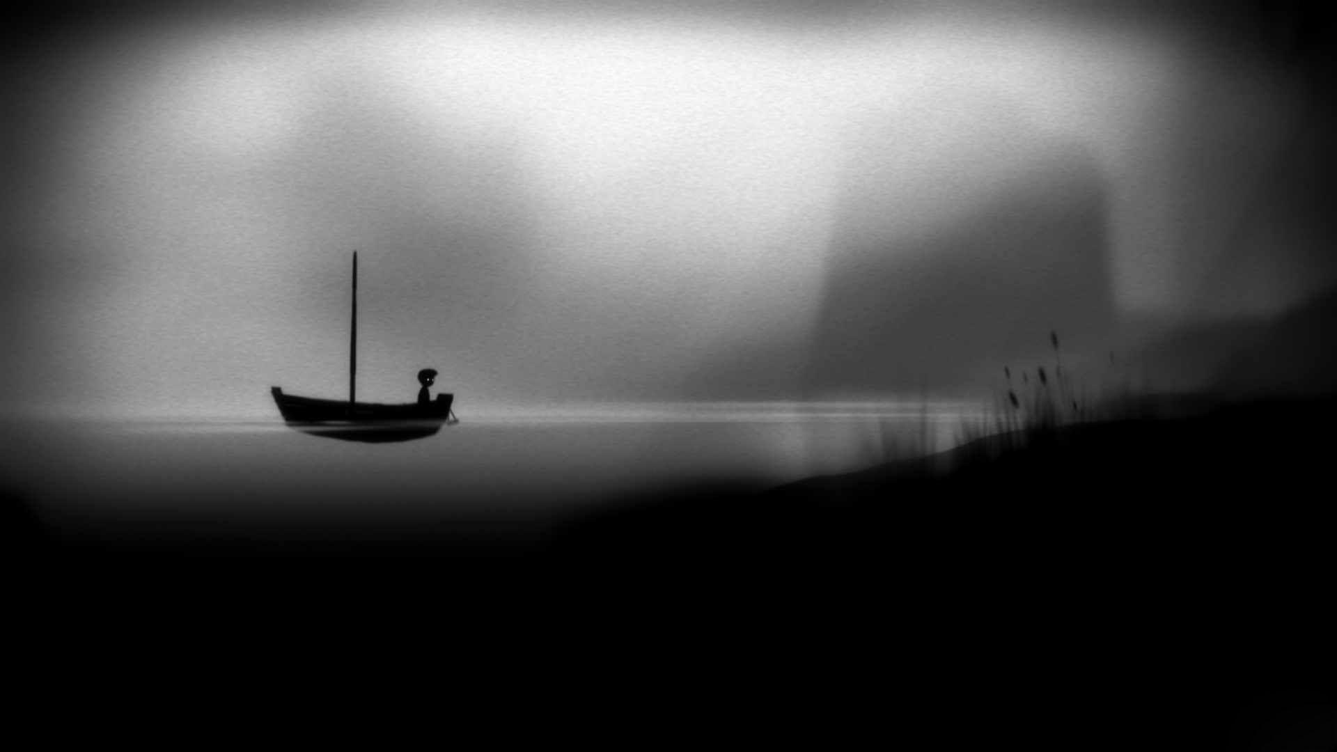 1920x1080 black and white, video games, landscapes, boats, grainy, sea shorelines, sea wallpaper