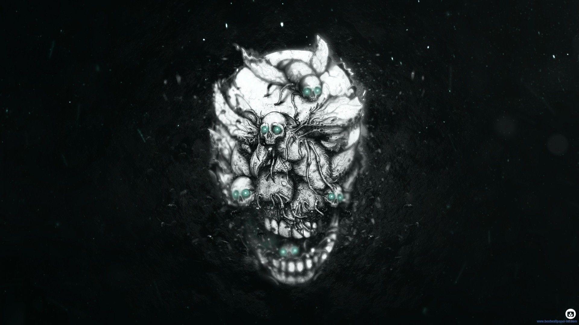 1920x1080 #face, #skull, #dark, #fantasy art, #surreal, #teeth