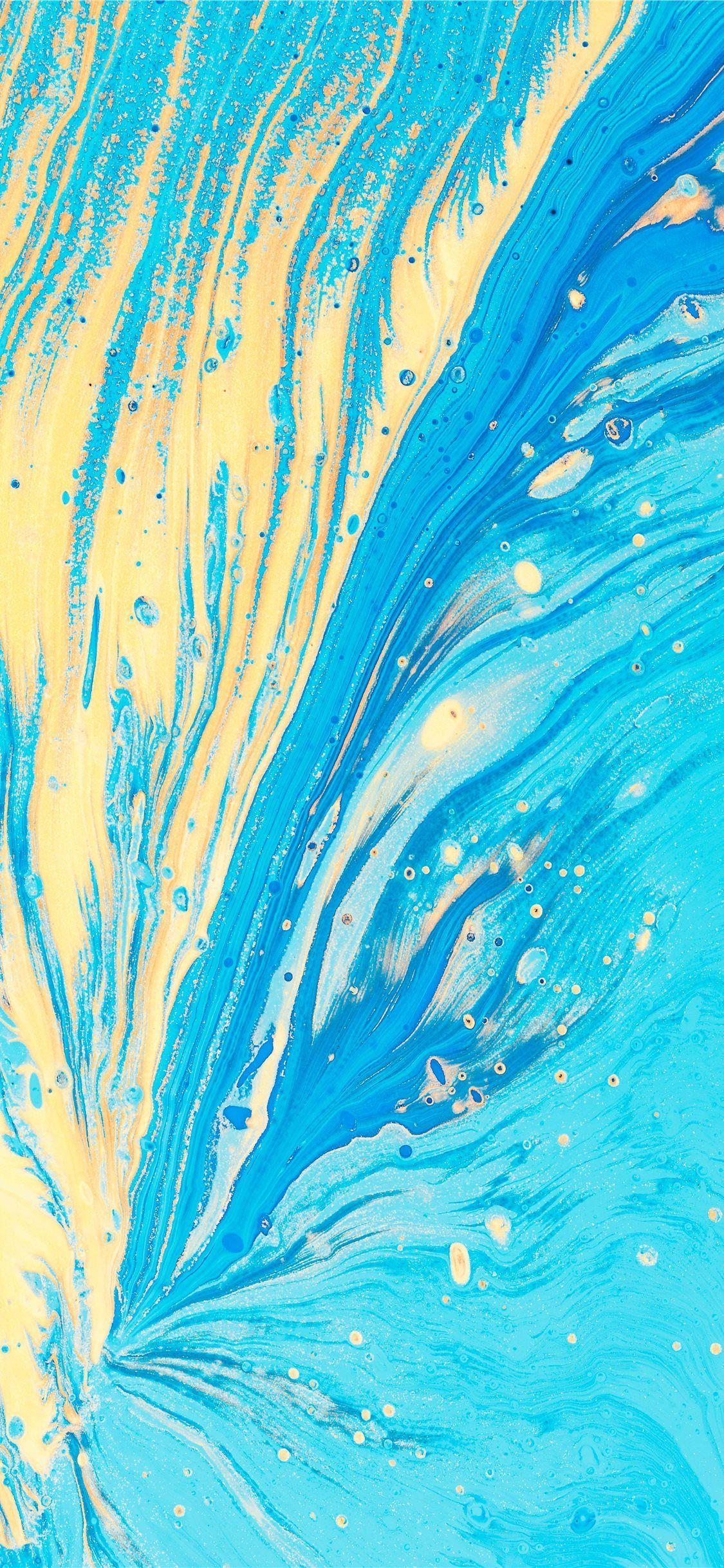1125x2436 blue and yellow abstract artwork iPhone Wallpaper Free Download