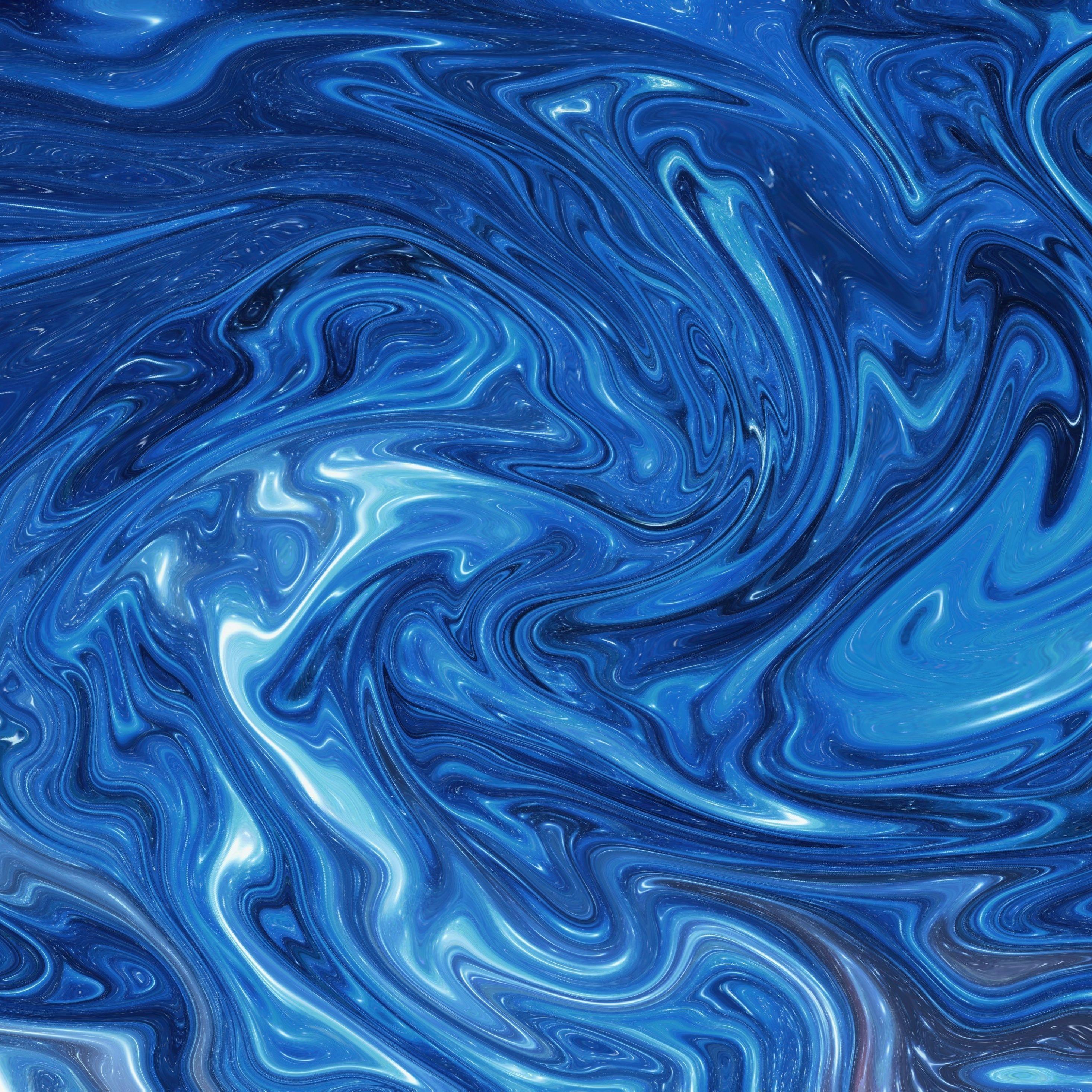2932x2932 Abstract, Blue Liquid Mixture, Pattern, Wallpaper X