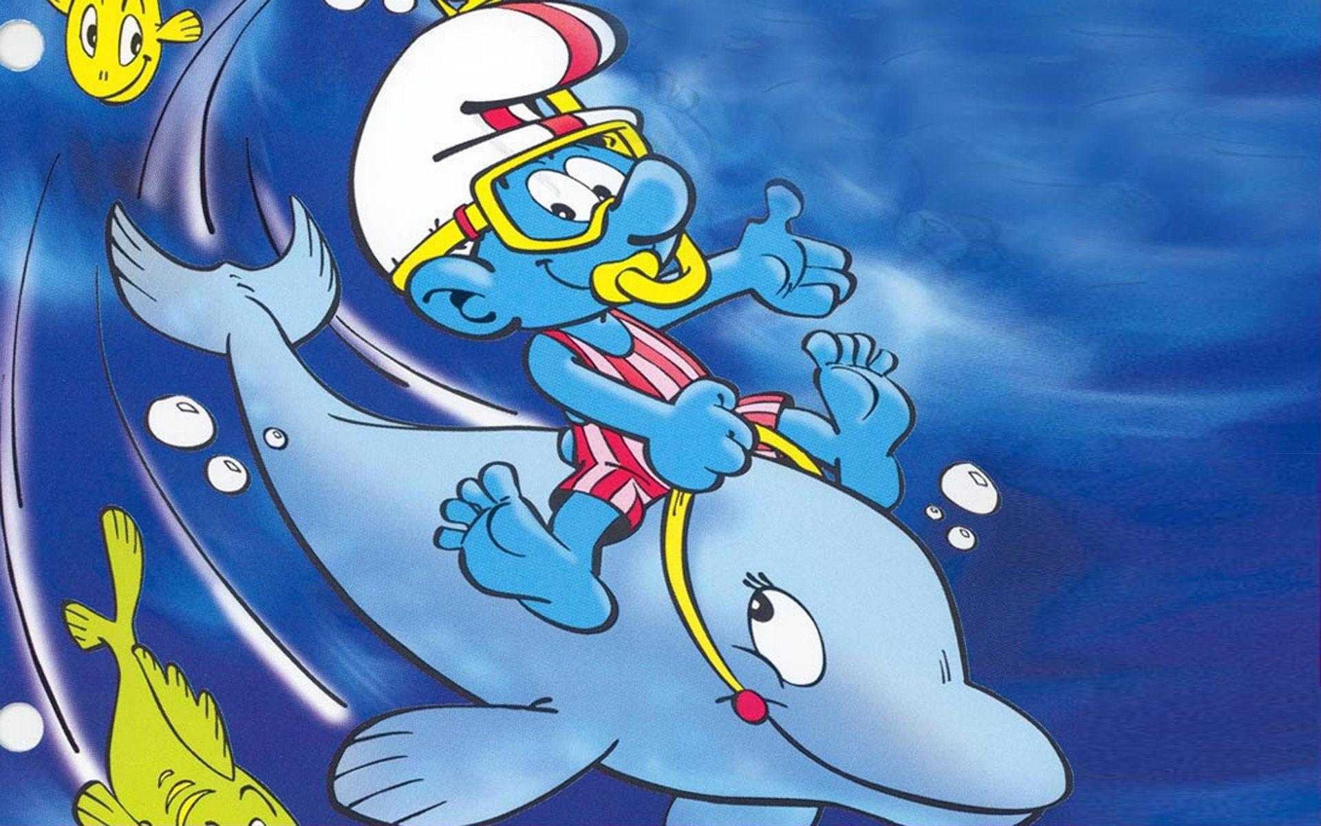 1920x1200 The Smurfs Strumful In Ocean Riding Dolphin HD Wallpaper