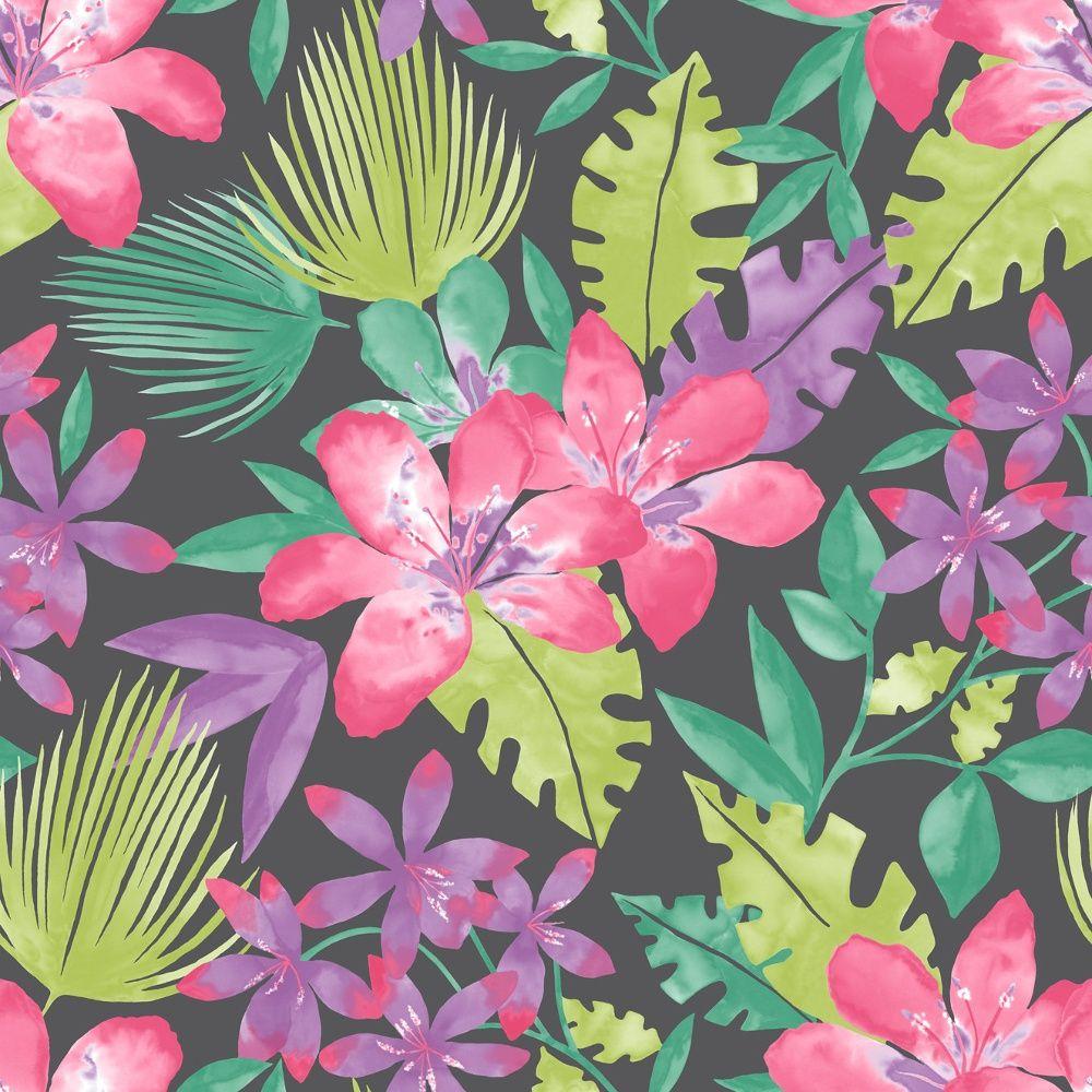 1000x1000 Rasch Paradise Flowers Pattern Tropical Floral Leaf Wallpaper 209129
