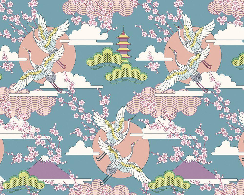 1000x799 ohpopsi Oriental Birds 2.4m x 300cm Wallpaper Mural & Reviews