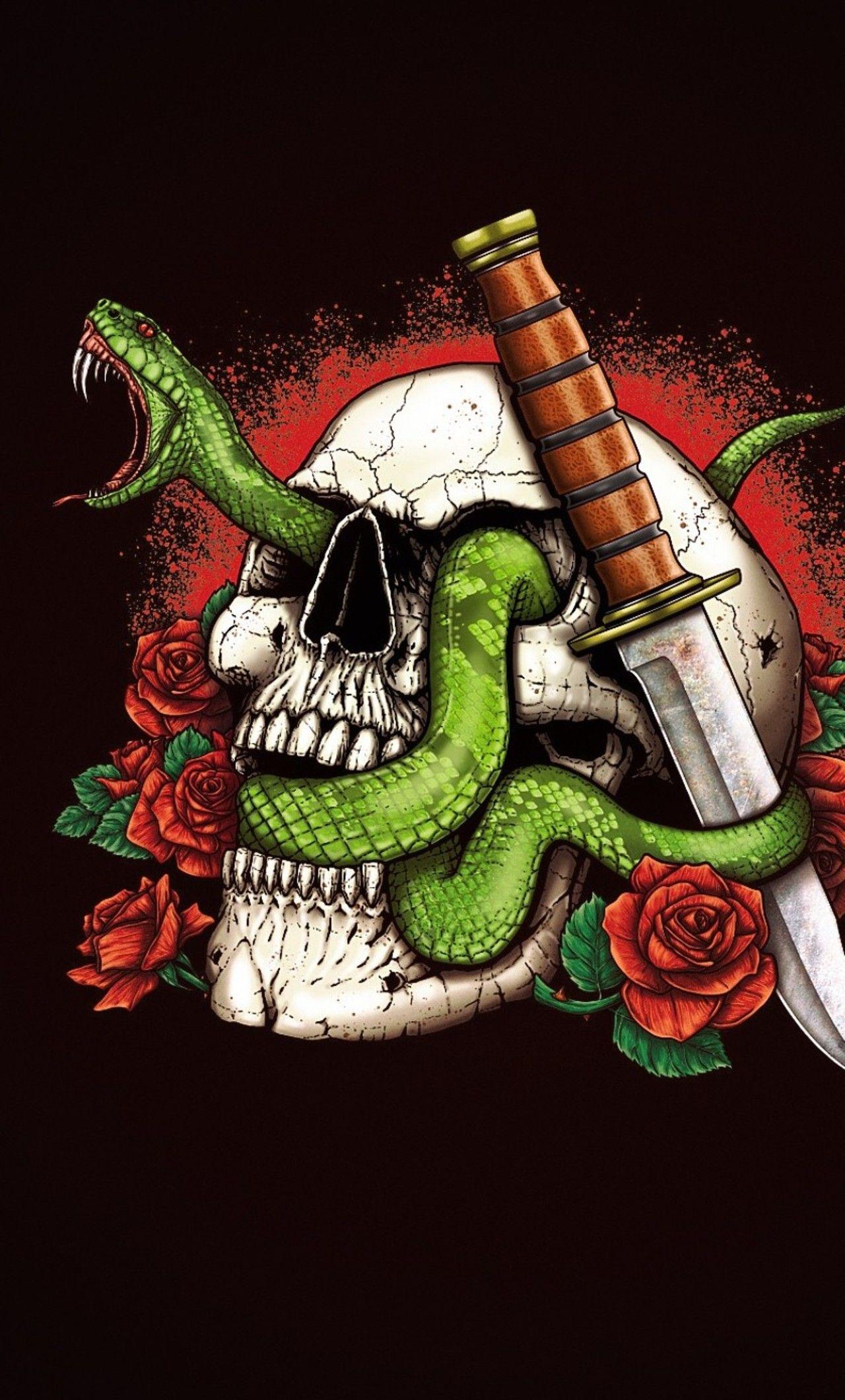 1280x2120 Skull And Snakes iPhone HD 4k Wallpaper, Image
