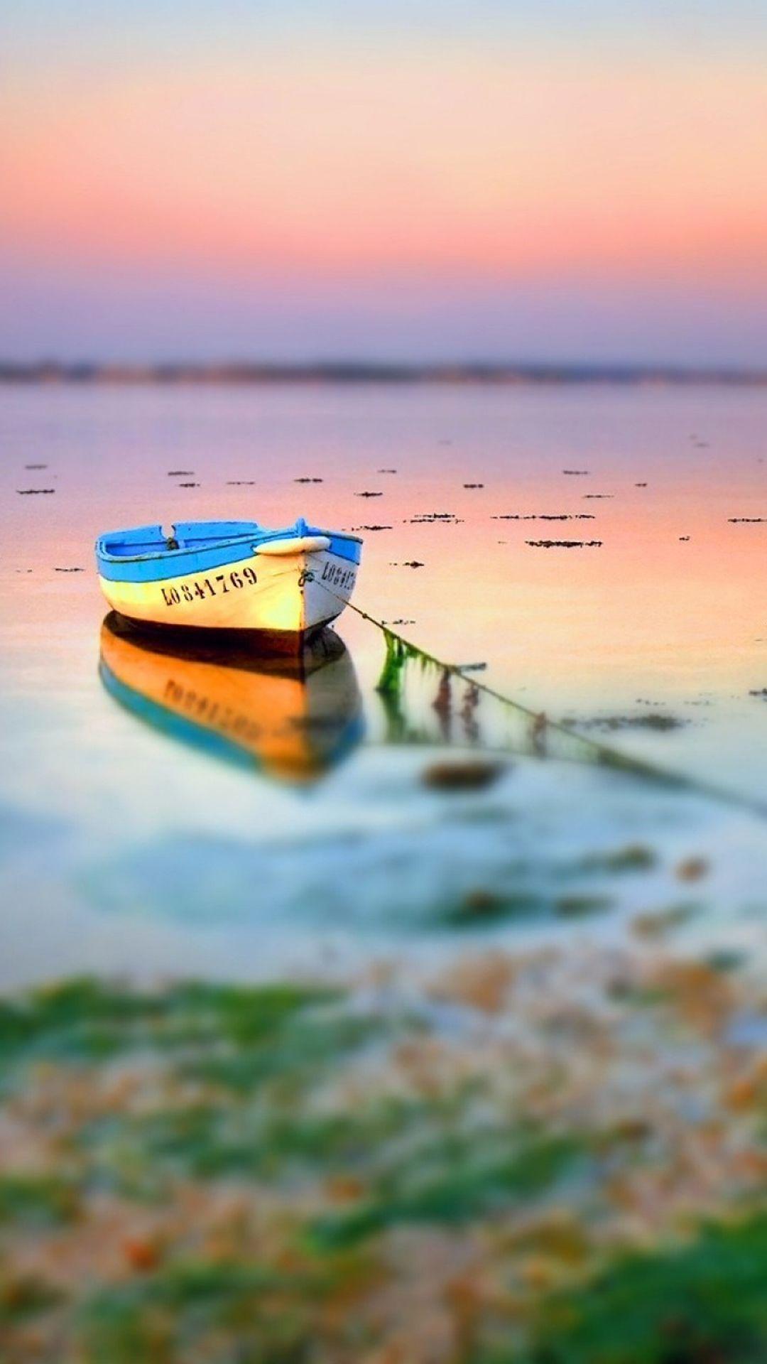1080x1920 Boat On Lake Tilt Shift iPhone 8 Wallpaper Free Download