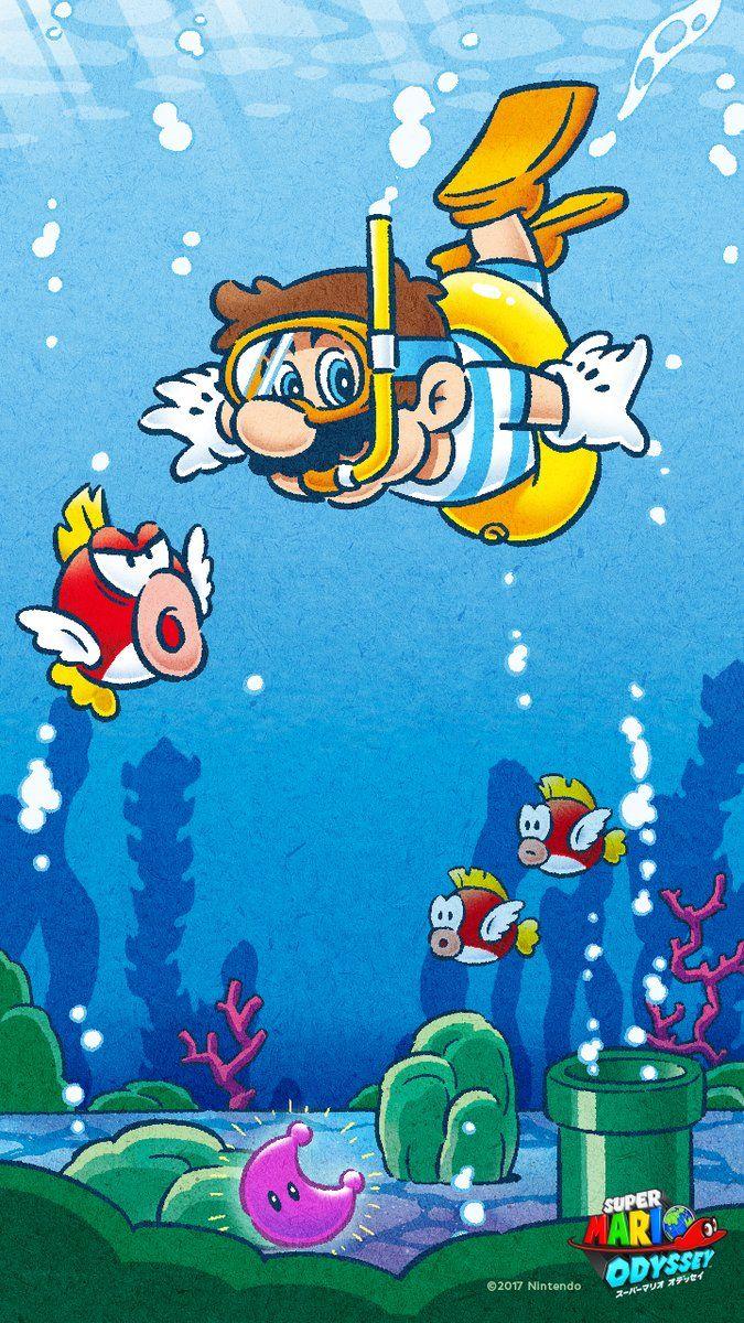 675x1200 New Super Mario Odyssey wallpaper hints at water kingdom