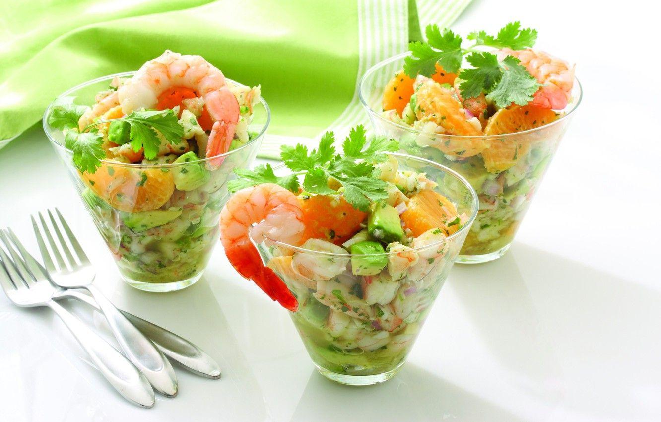 1332x850 Wallpaper mandarin, greens, shrimp, avocado, onions, cooking