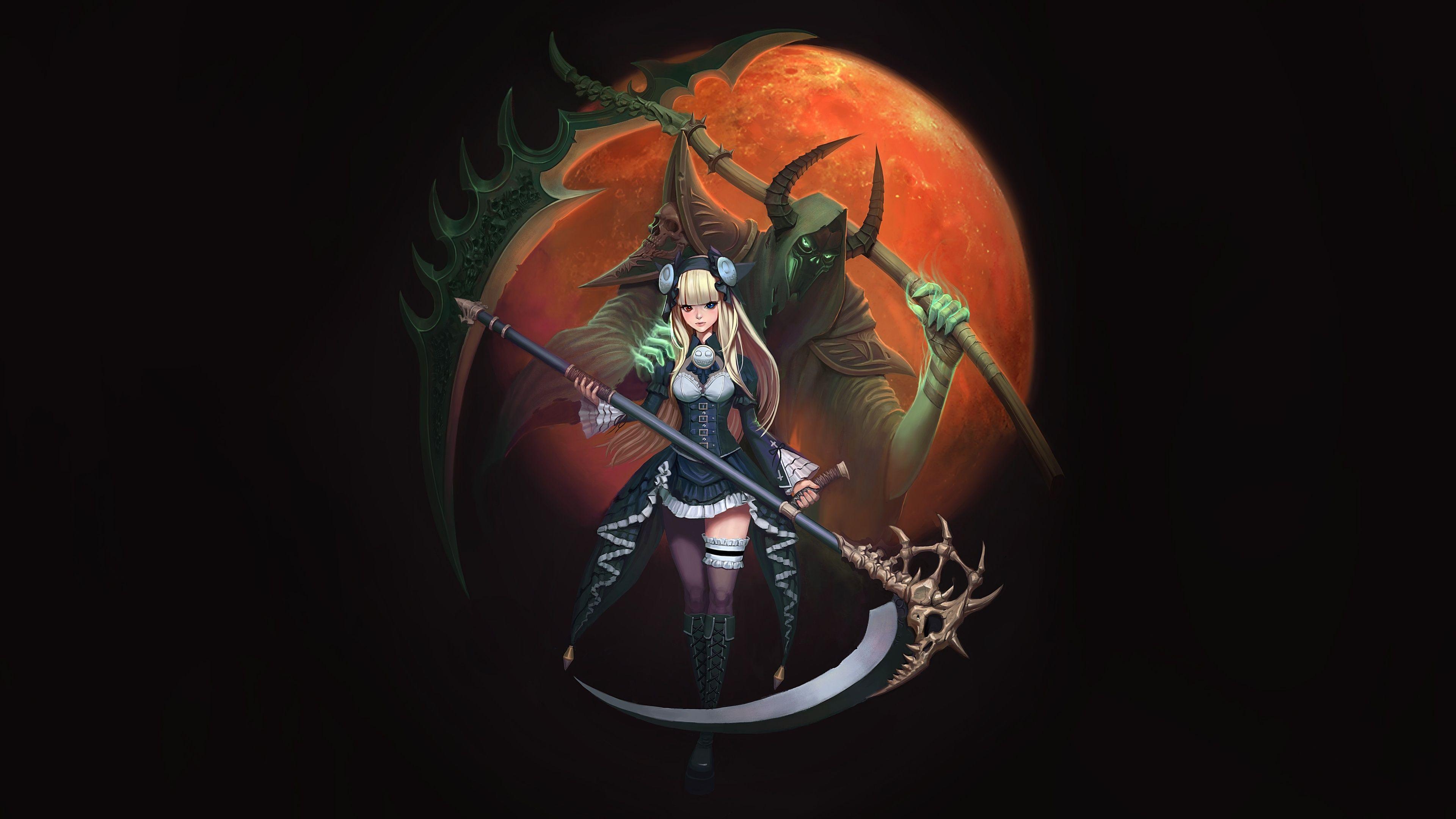 3840x2160 Wallpaper 4k Grim Reaper Anime Girl 4k Wallpaper, 5k Wallpaper