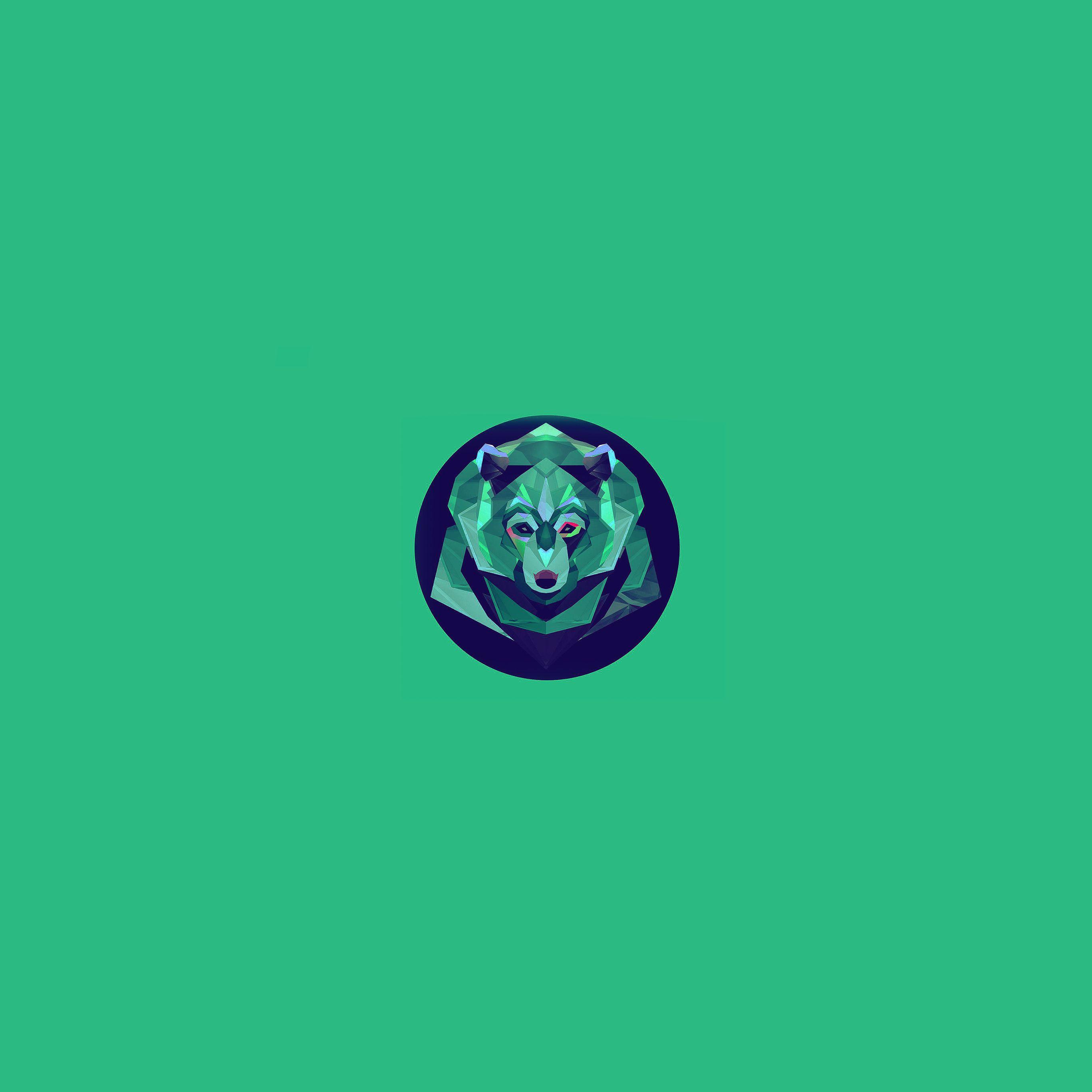2732x2732 Bear Polygon Art Animal Green Wallpaper