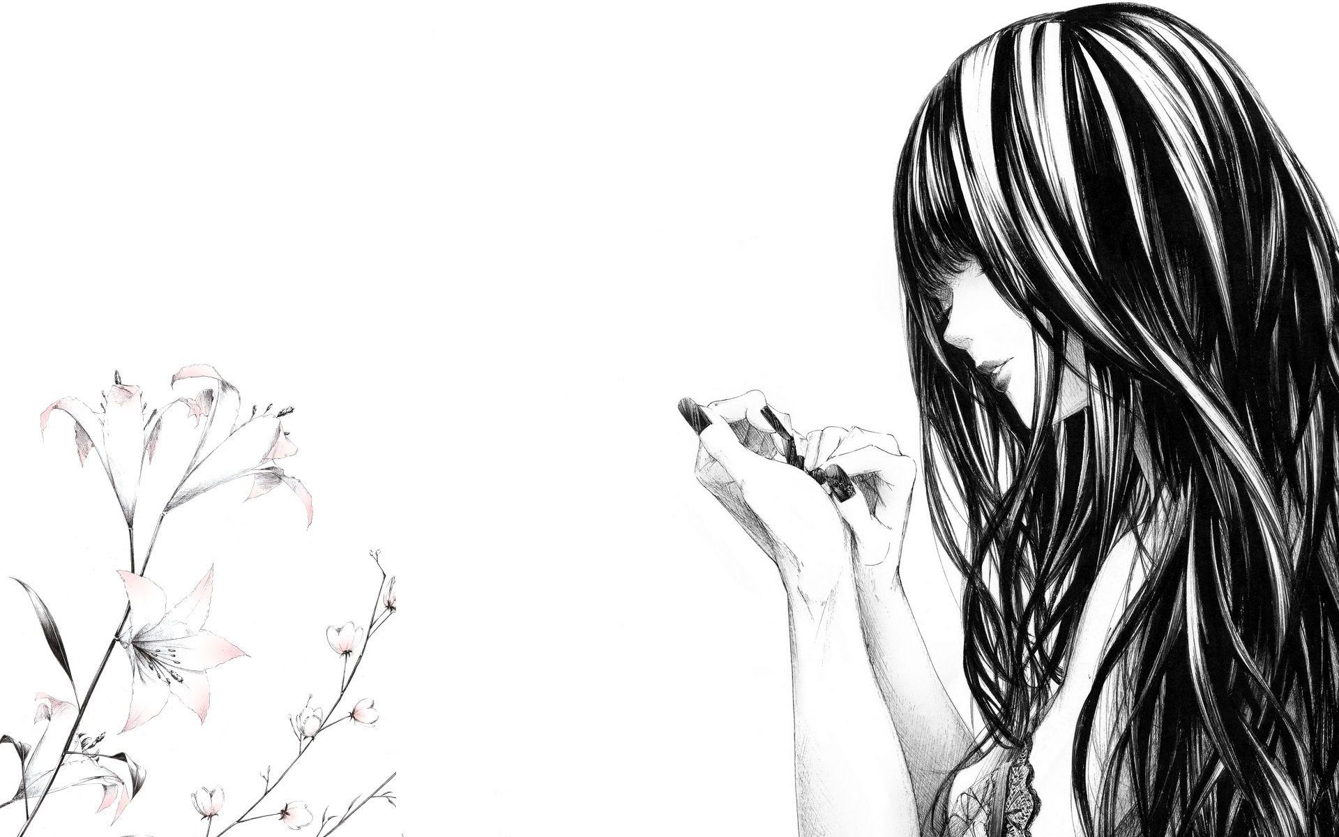 1920x1200 Miễn phí Anime Girl Sad Black and White, Tải xuống Clip Art miễn phí, Clip Art miễn phí trên Thư viện Clipart