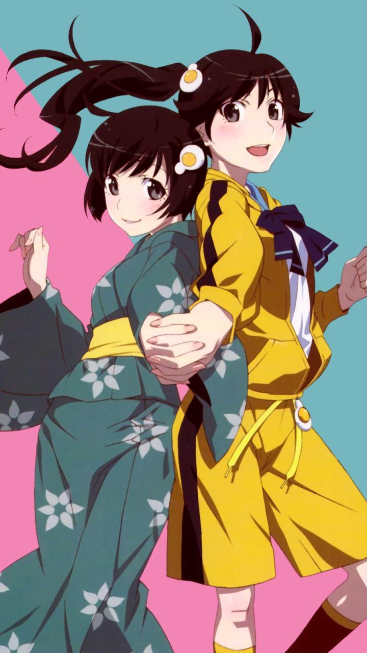 720x1280 Anime girls, Karen Araragi, Tsukihi Araragi, Bakemonogatari