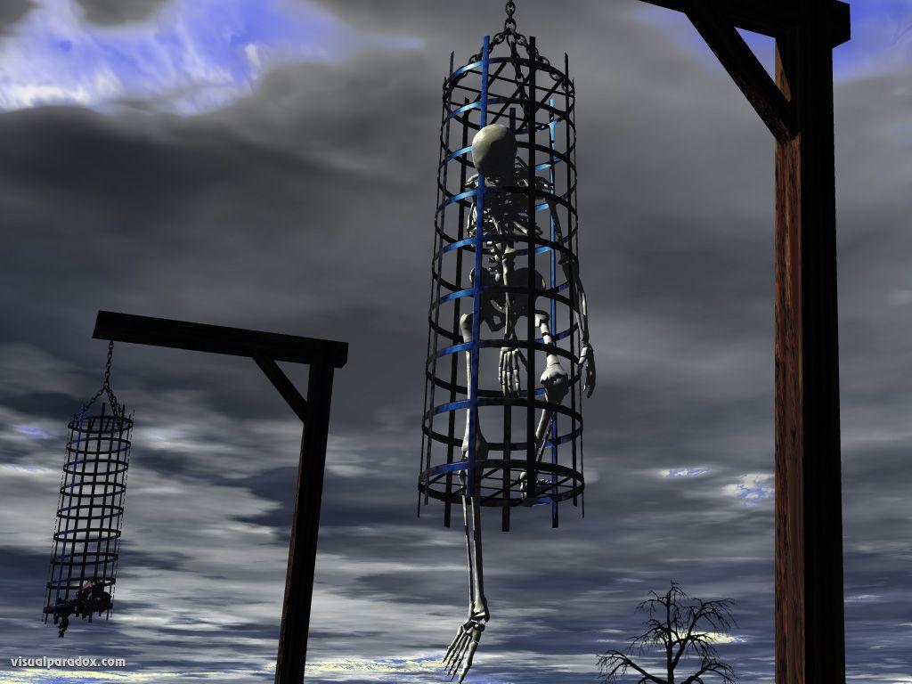 1024x768 Free 3D Wallpaper 'Crow Cage' 1024x768