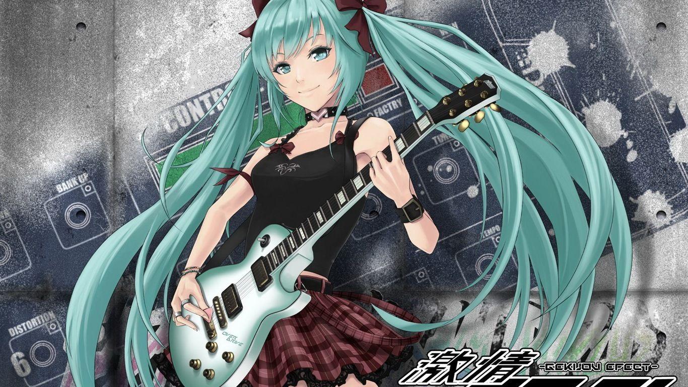 1366x768 Music guitar anime girl HD wallpaper Wallpaper