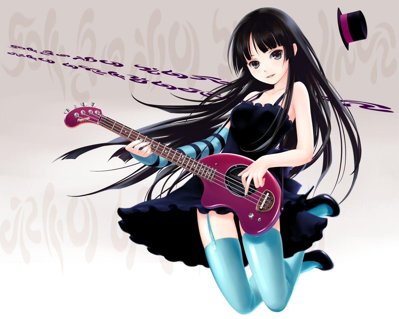 1280x1024 Anime Girl Bass Guitar