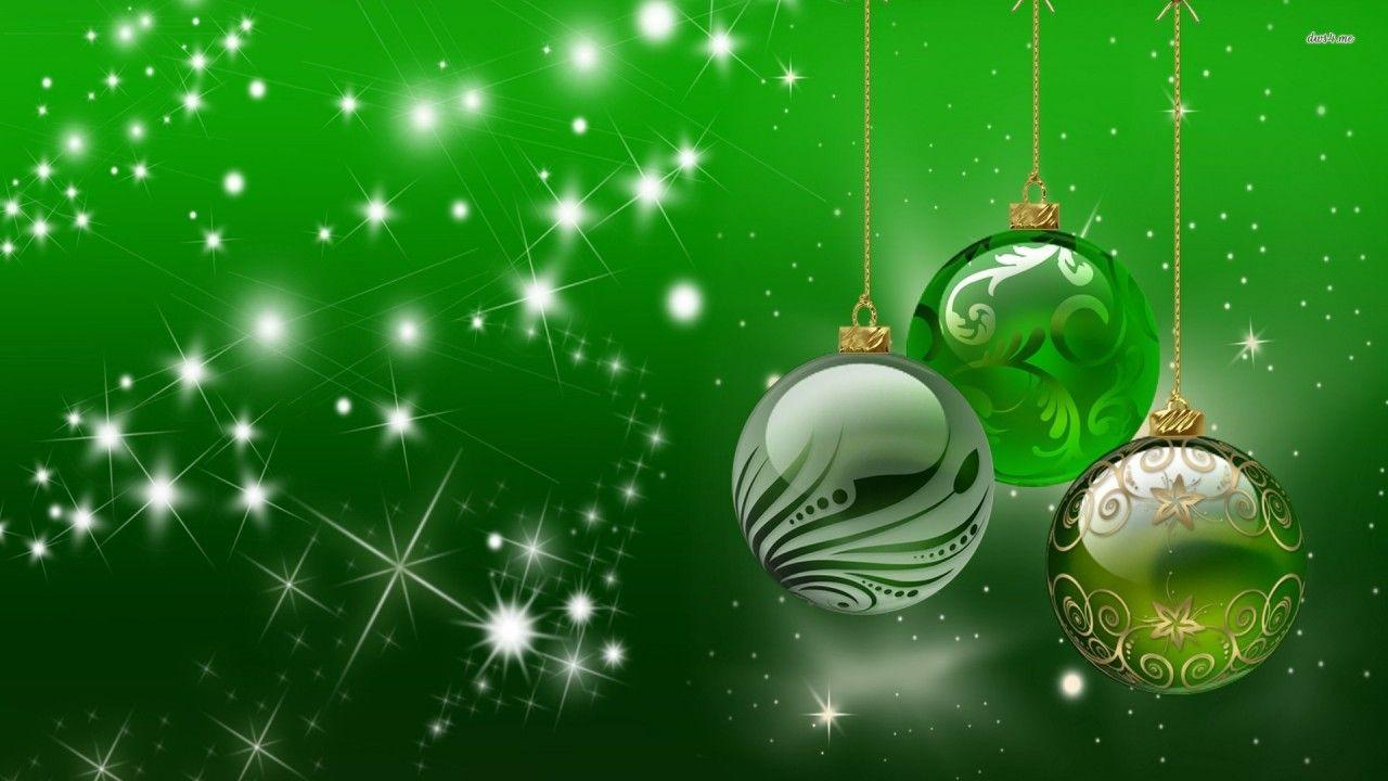 1280x720 Green Christmas globes, ornament, merry christmas, holiday