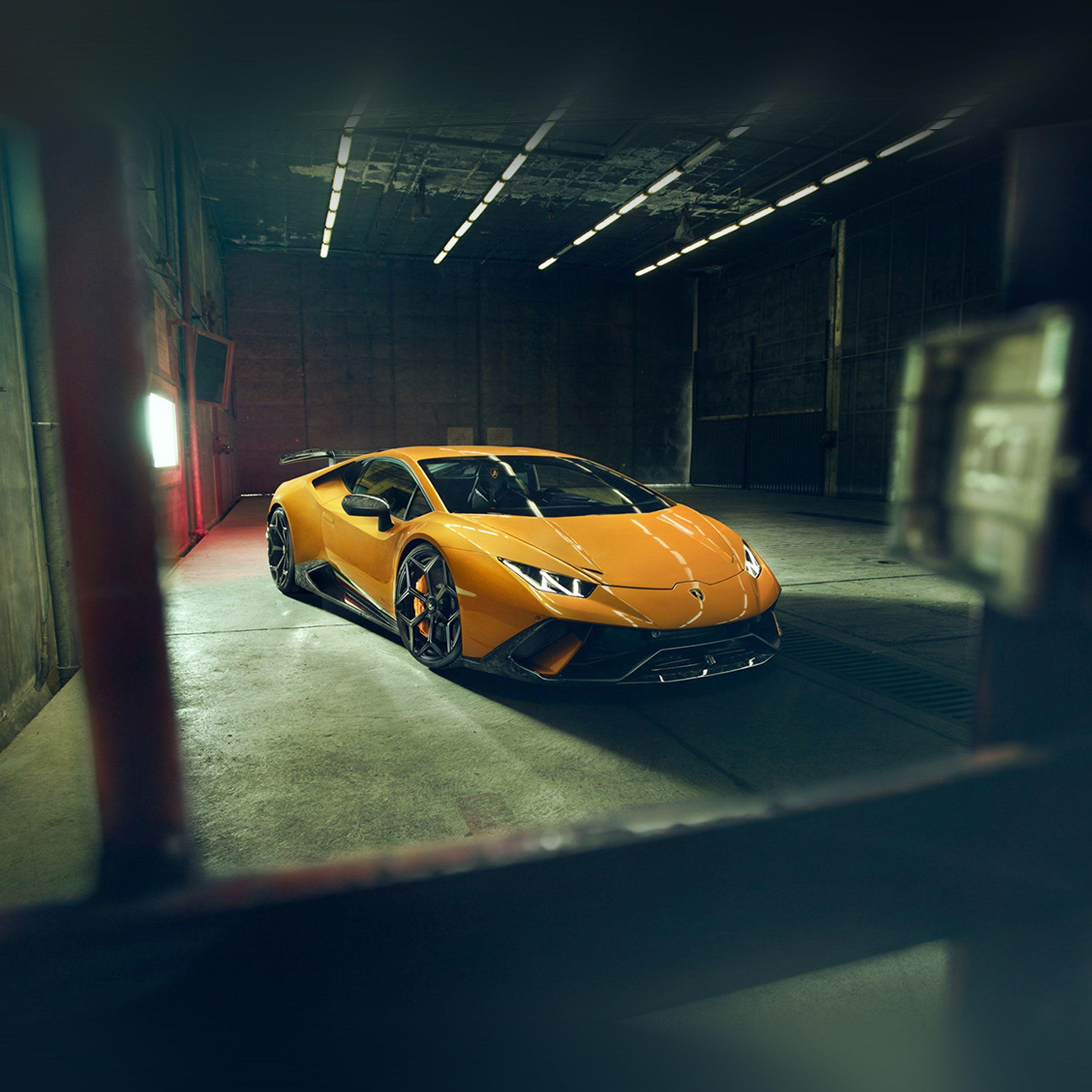 2732x2732 Lamborghini Yellow Car Garage Art Wallpaper