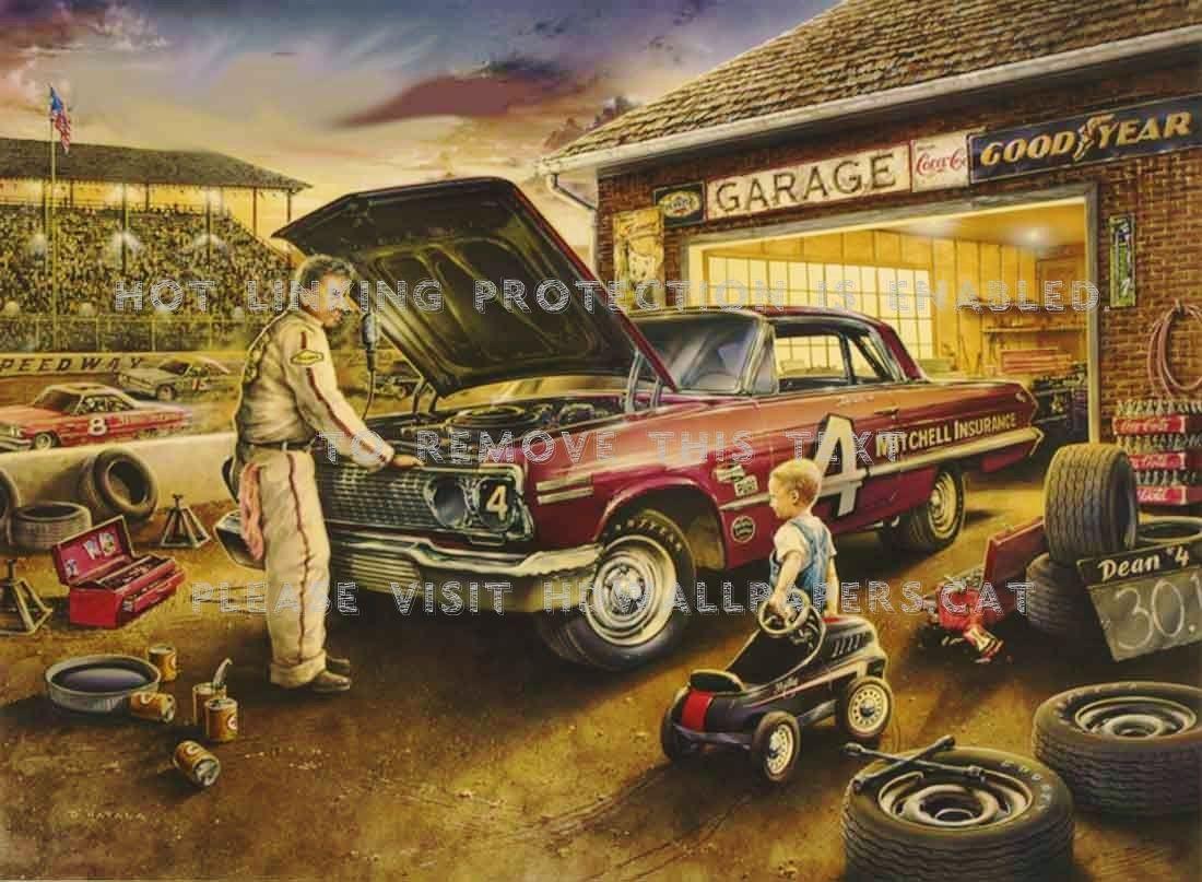 1100x807 Speedway Garage Car Artwork Child Mechanic School Car Art