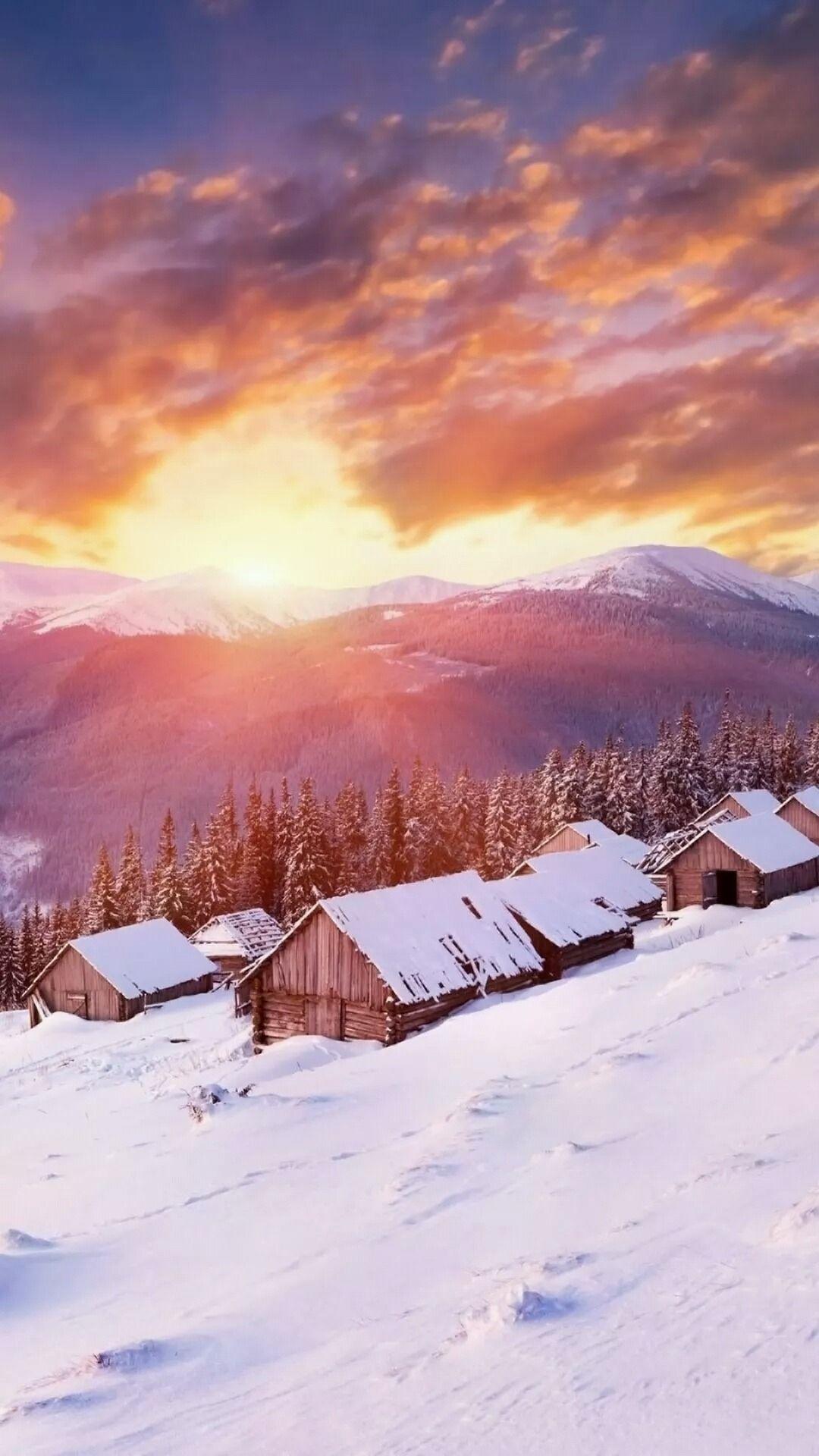Winter Sunset Iphone Wallpapers Top Free Winter Sunset Iphone Backgrounds Wallpaperaccess