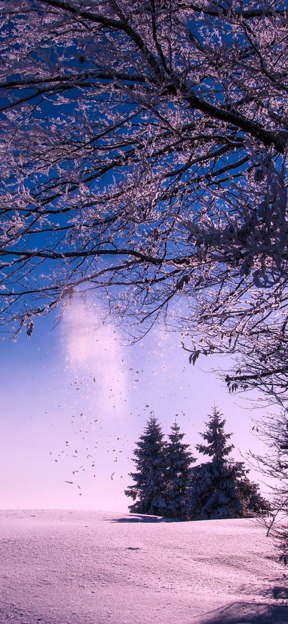 1125x2436 Winter Snow Sunset Dusk Sky Clouds Landscape iPhone XS