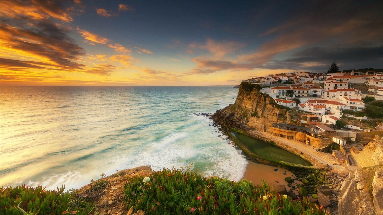 1600x900 Wallpaper Portugal, Sintra, sea, city, coast 1920x1200 HD Picture
