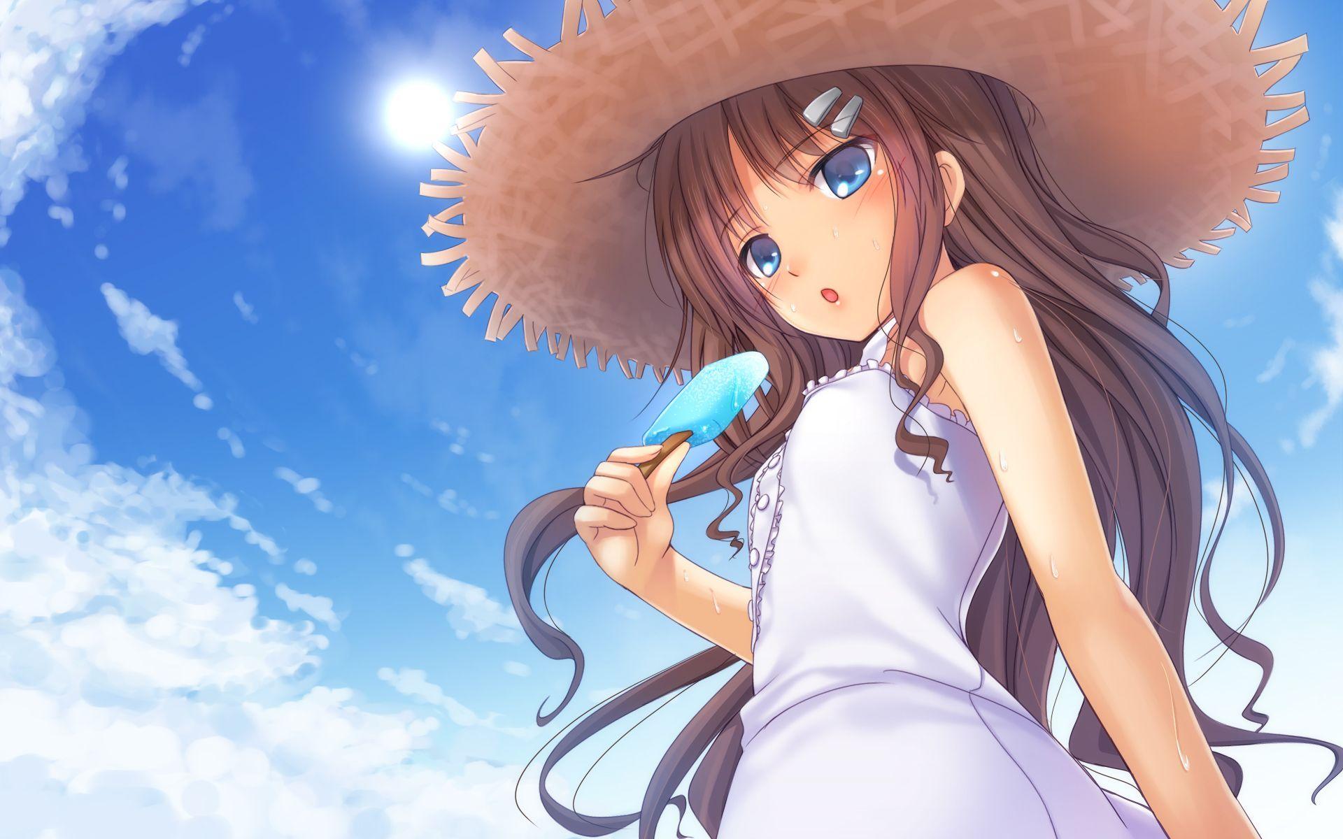 1920x1200 Anime Girl Brown Hair Blue Eyes HD Wallpaper. Anime
