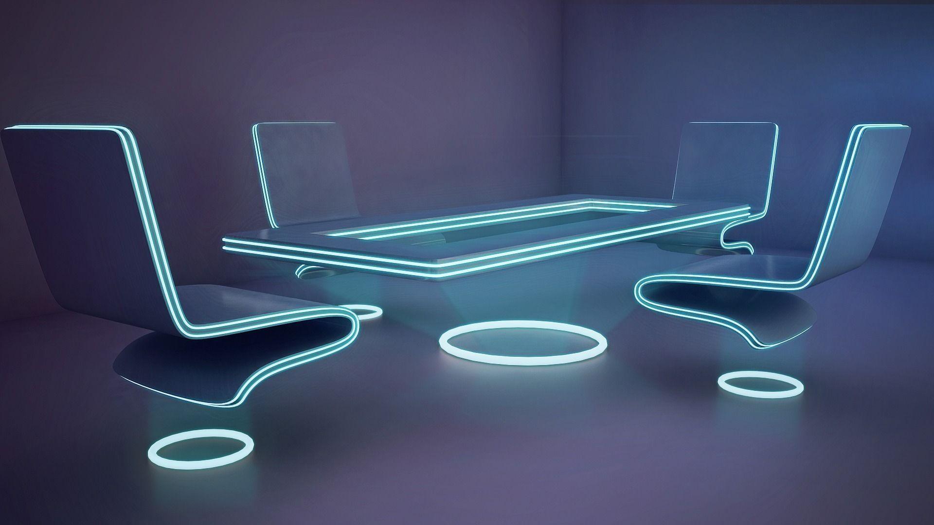 1920x1080 3D futuristic office furniture