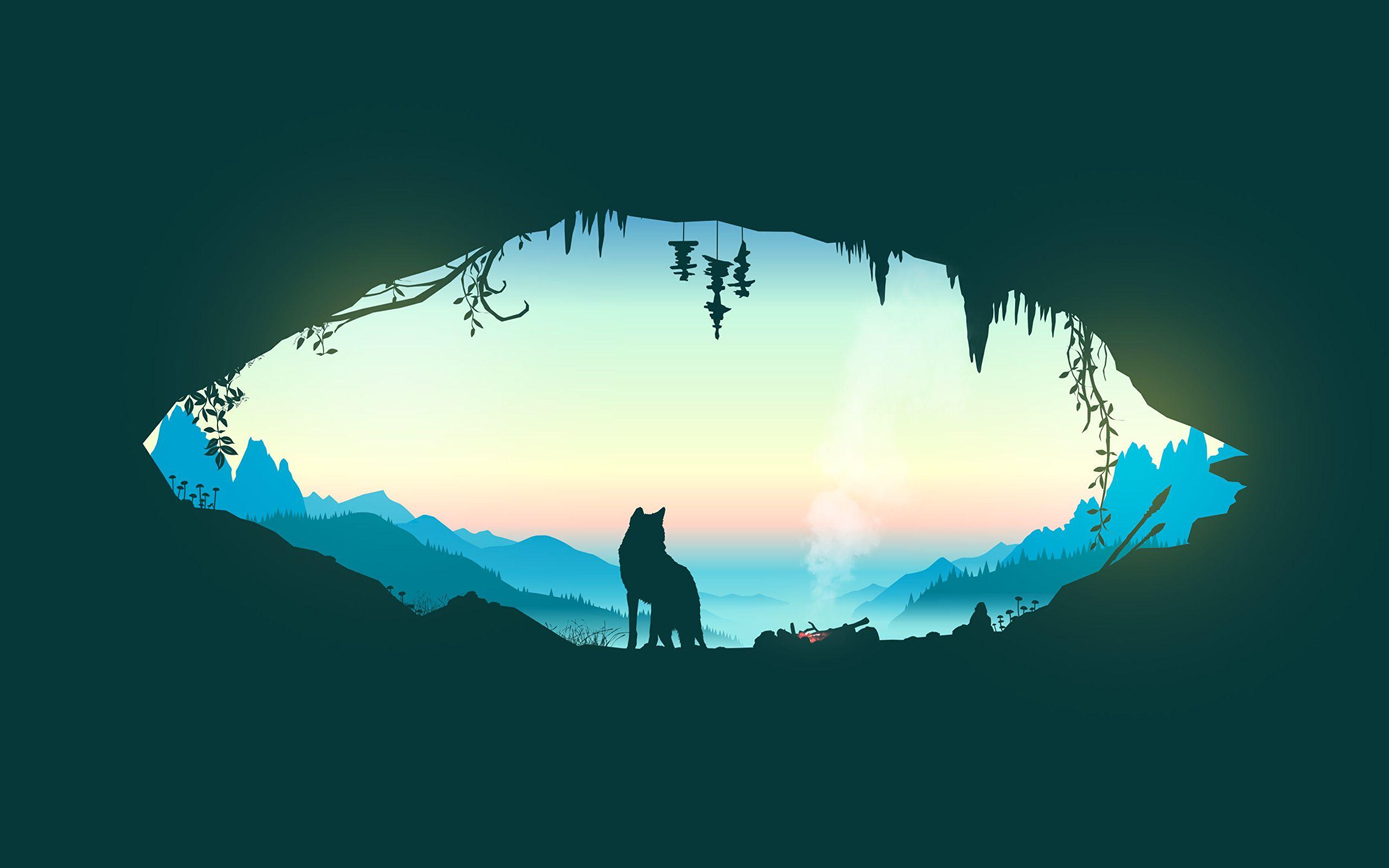 2560x1600 Minimalist Wolf and Scenery [2904x1760]