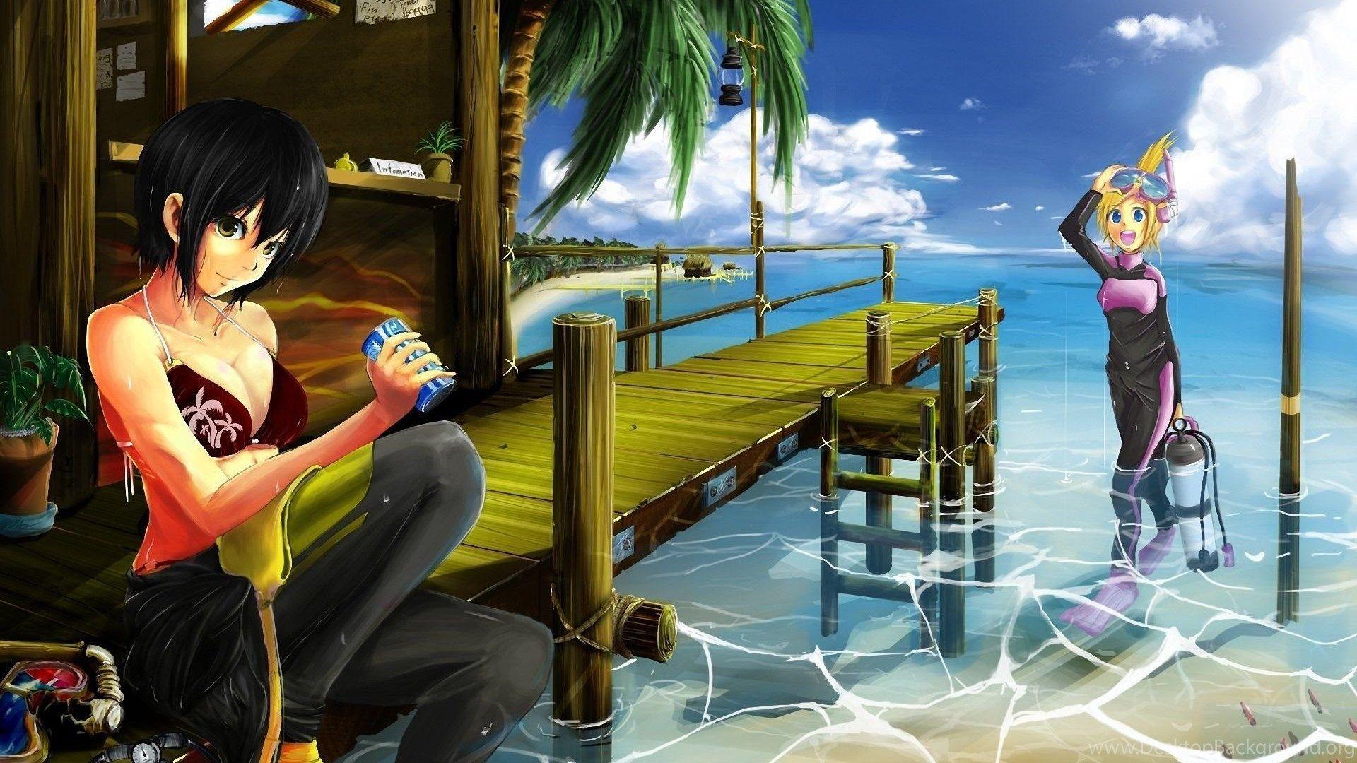 1920x1080 Anime Summer, Party, Beach, 1920x1200 HD Wallpaper And FREE Stock