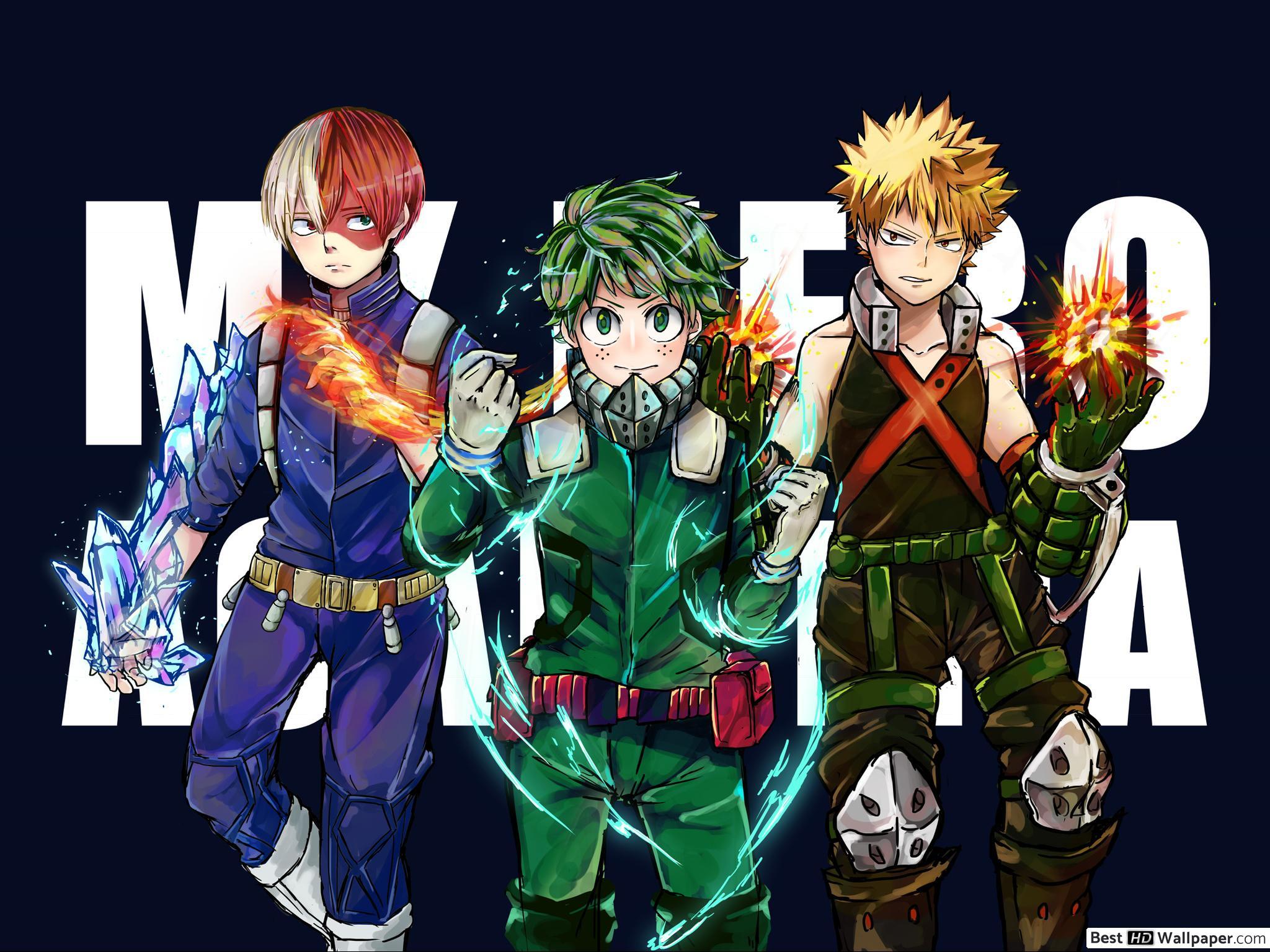 2048x1536 My Hero Academia Todoroki, Izuku Midoriya & Katsuki Bakugo HD wallpaper download