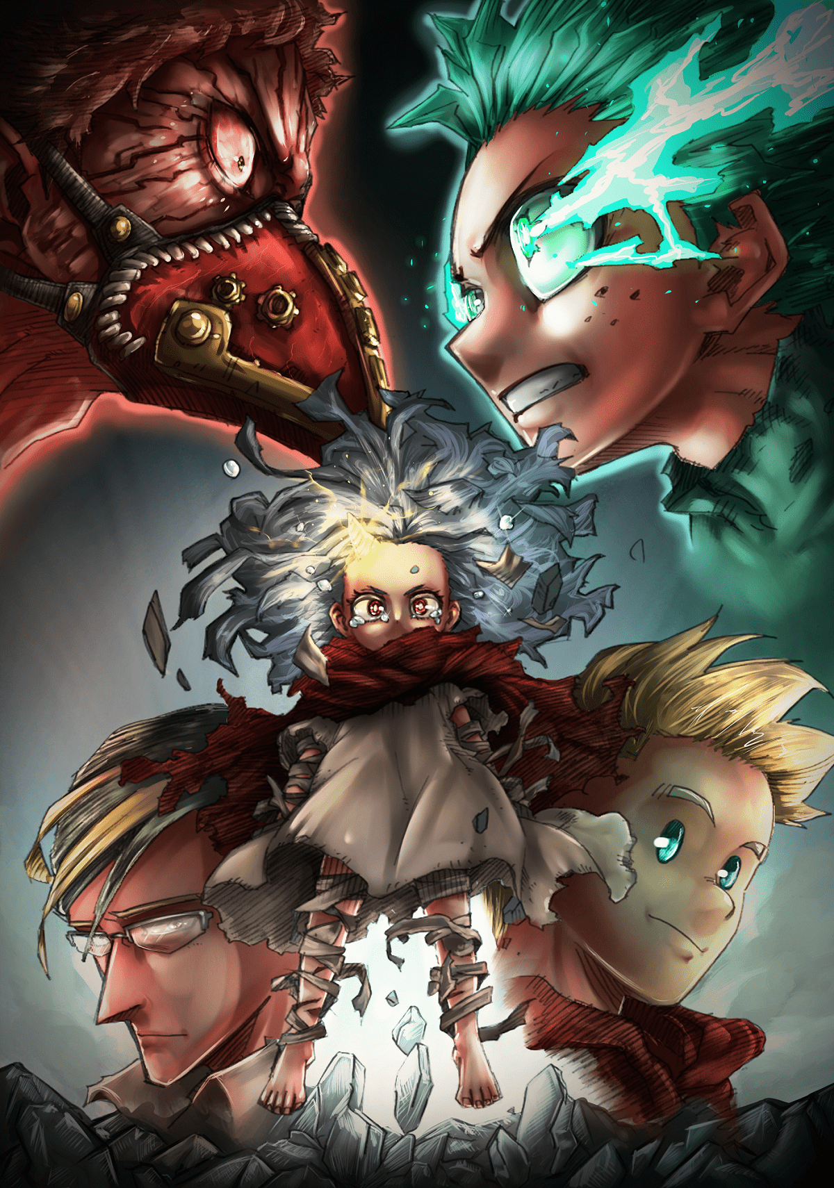 1200x1710 deku vs overhaul no Hero Academia Fan Art