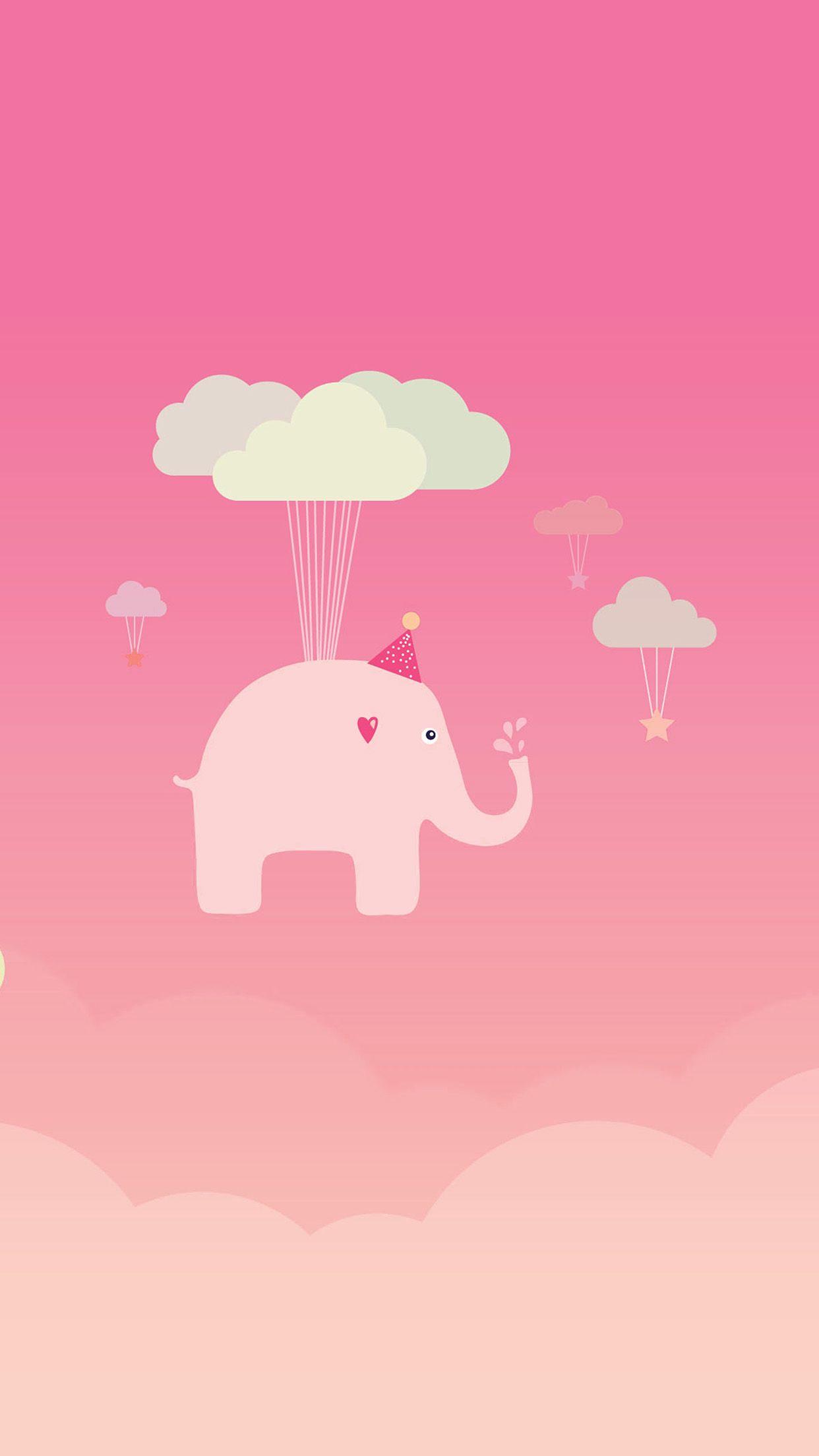 1242x2208 Cute elephant illustration art orange fly Download Free HD