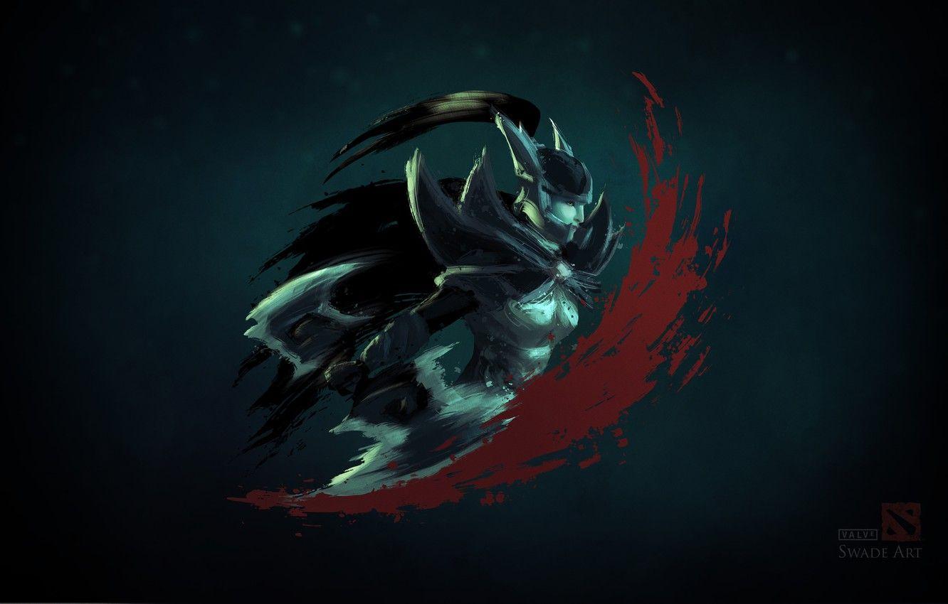 1332x850 Wallpaper girl, blood, art, Dota Phantom Assassin, Mortred