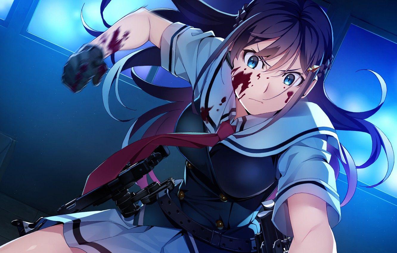 1332x850 Wallpaper girl, anger, blood, Grisaia: Phantom Trigger image