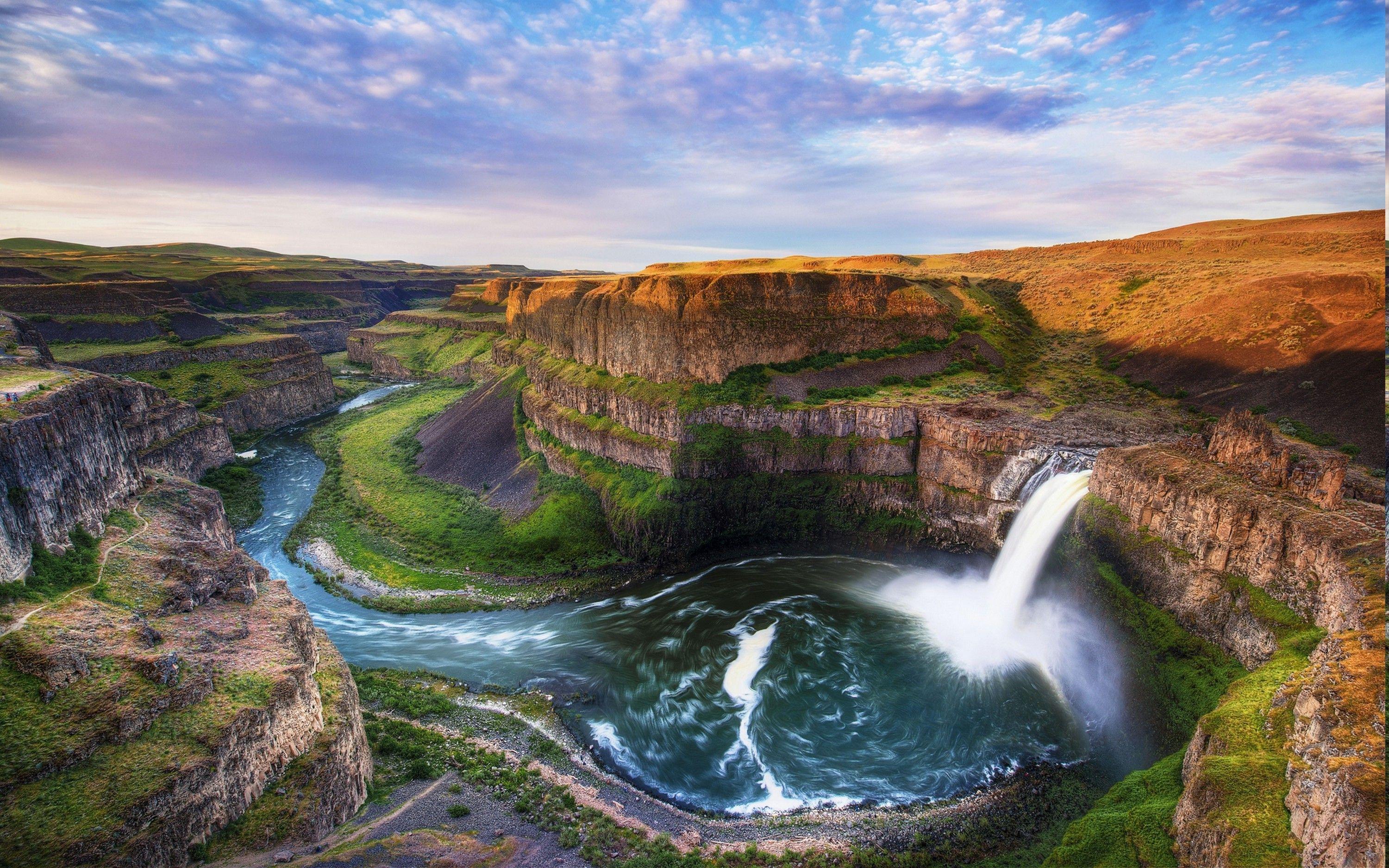3000x1875 nature, Landscape, Mountain, Waterfall, Palouse Falls, River
