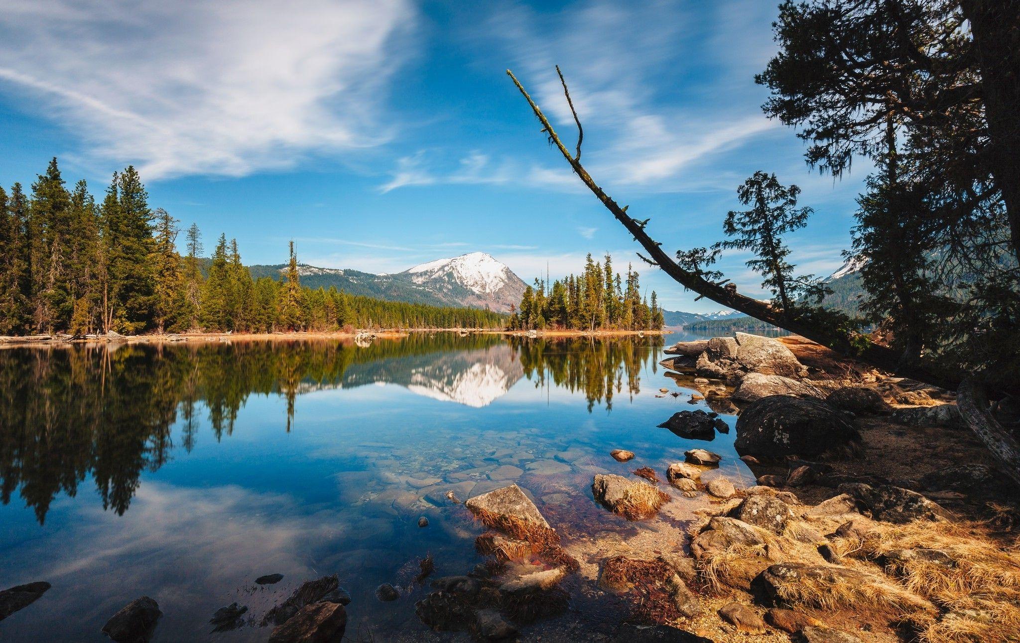 2048x1291 photography, Nature, Landscape, Lake, Snowy Peak, Forest