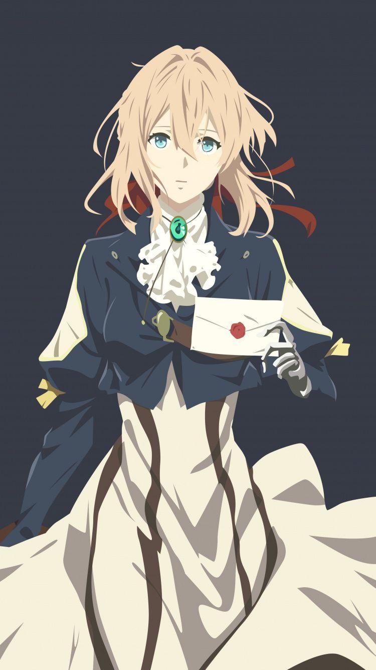 750x1334 Download Minimal, Violet Evergarden, anime, art wallpaper